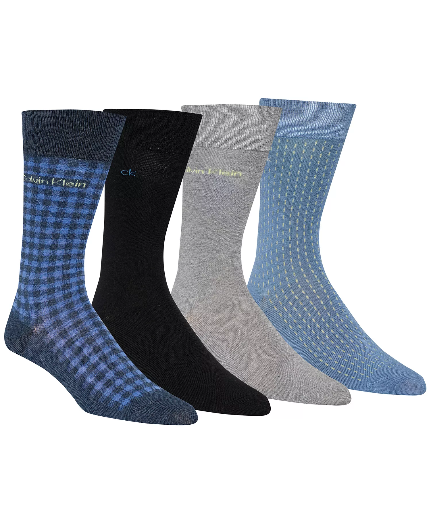 Men's 4-Pack Dress Crew Socks - Blue Multi - ONE SIZE