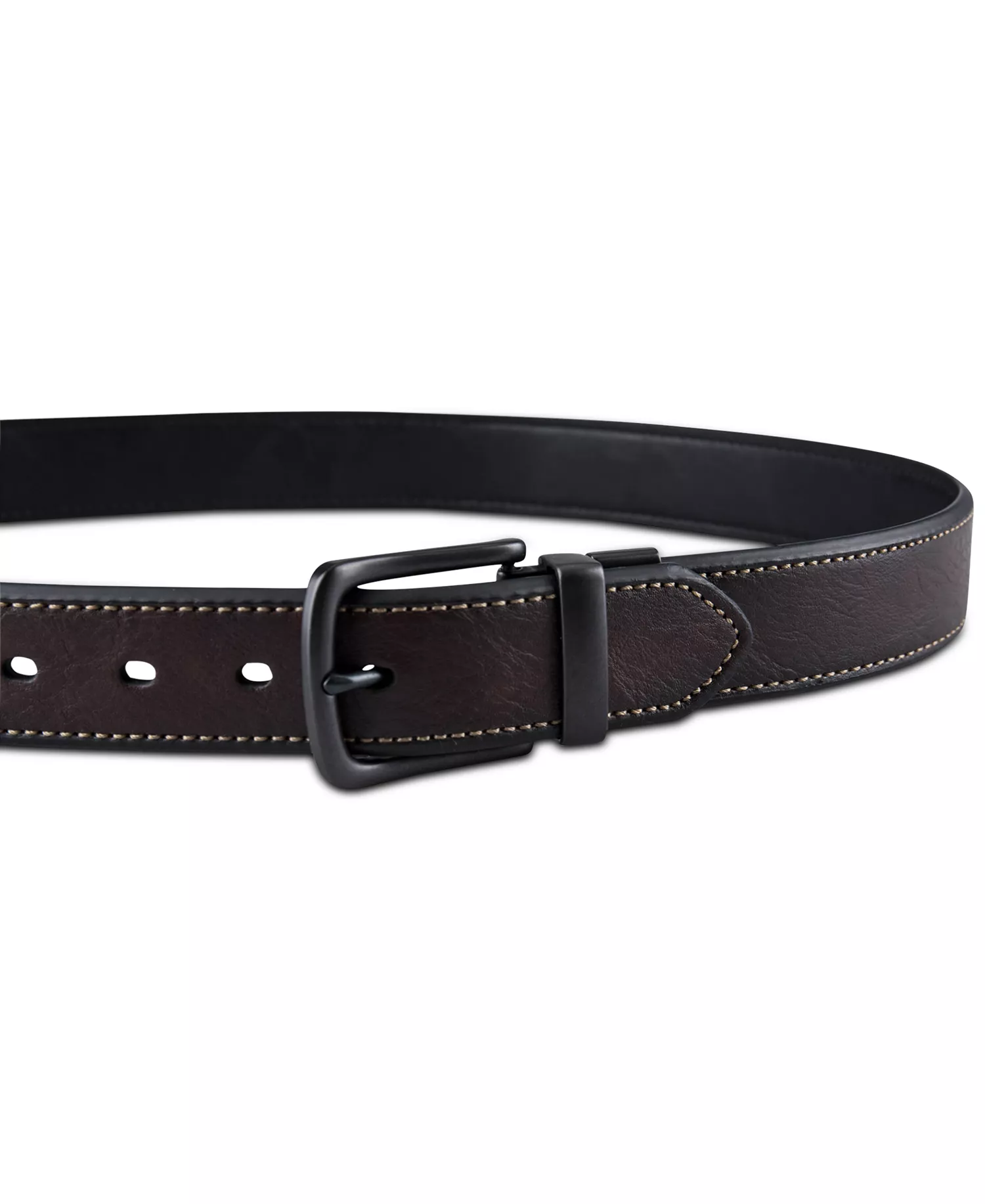 Men’s Contrast Stitch Reversible Belt - Brown/Black - L (38-40)