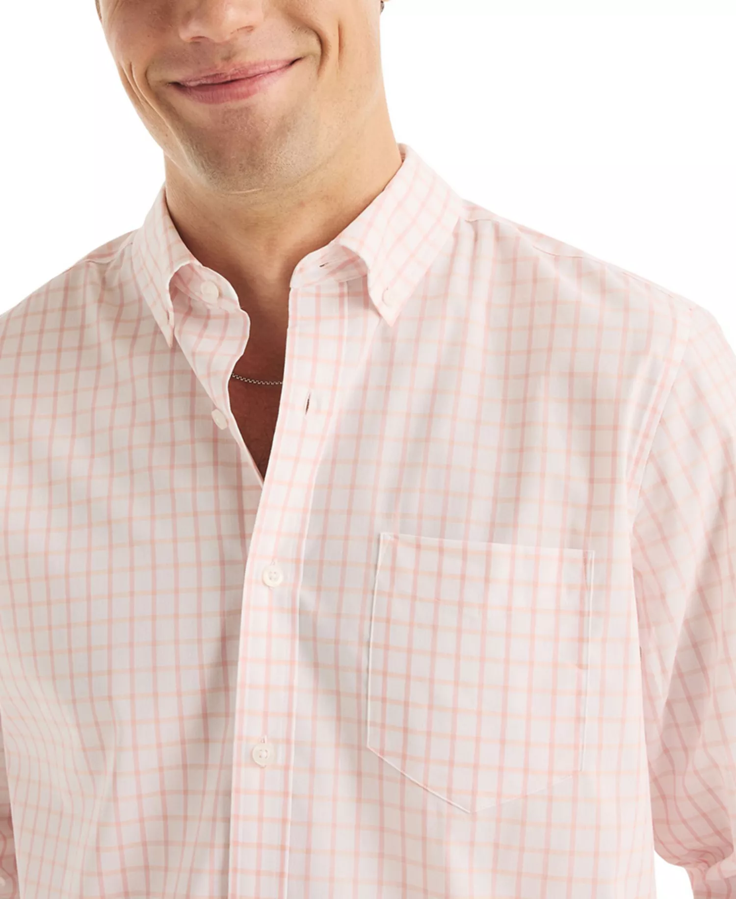 Men's Long Sleeve Woven Shirt - Silver Pink - L
