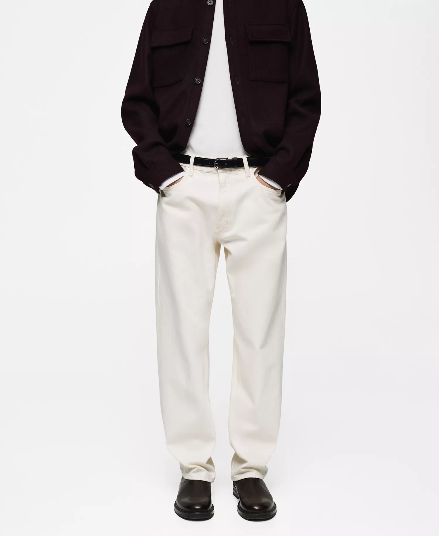 Men's Straight-Fit Jeans - Off White - 36 (EU 46)