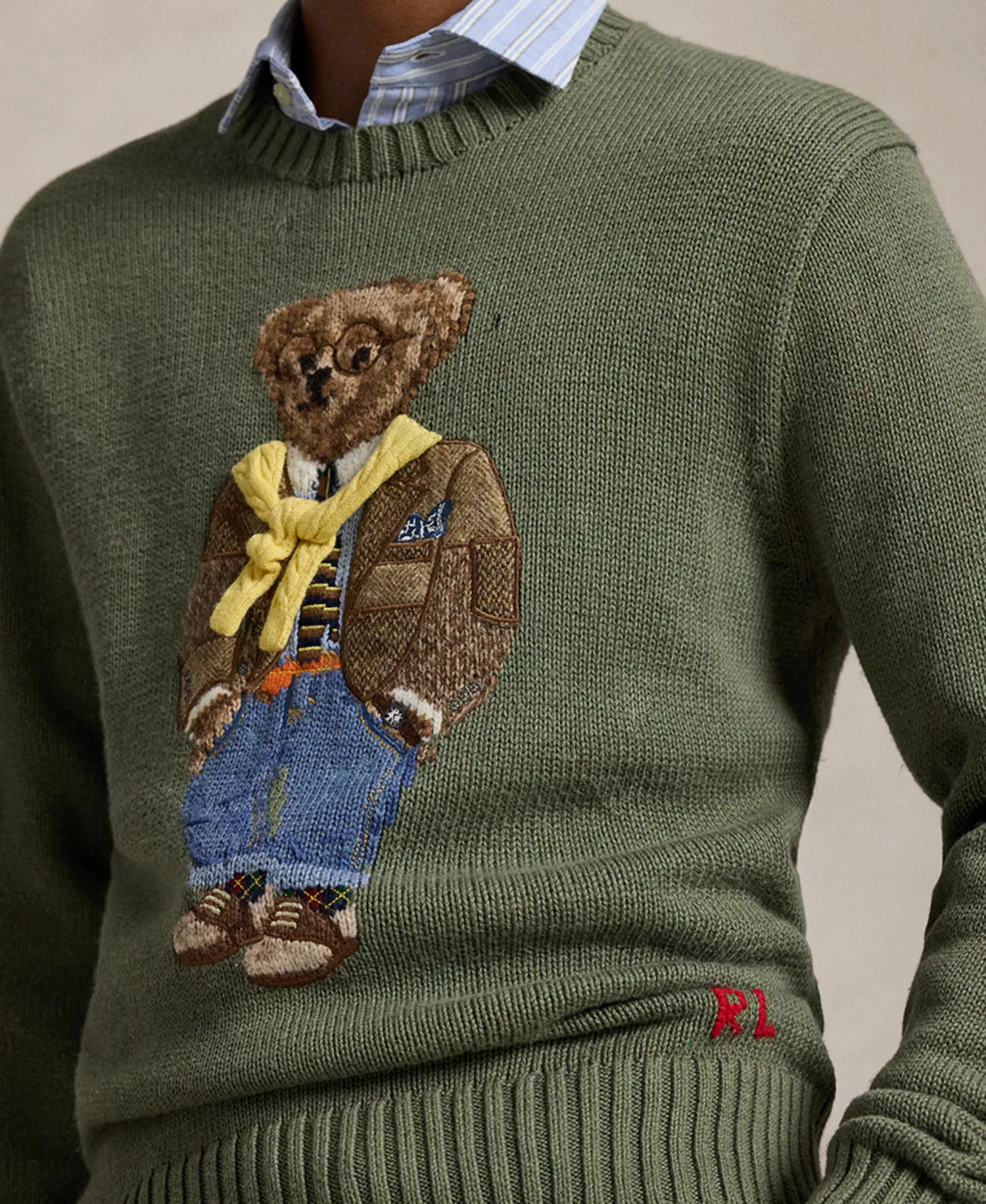 Men's Bear Graphic Crewneck Sweater - Lovette Heather - L