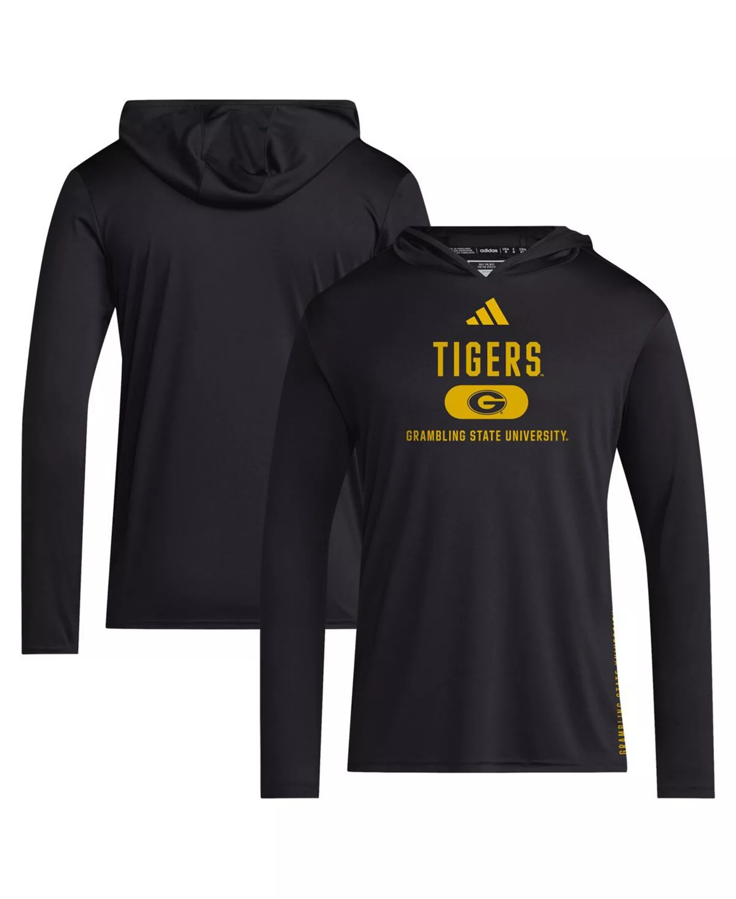 Men's Black Grambling Tigers 2024 Sideline Hooded Long Sleeve T-Shirt - Black - L