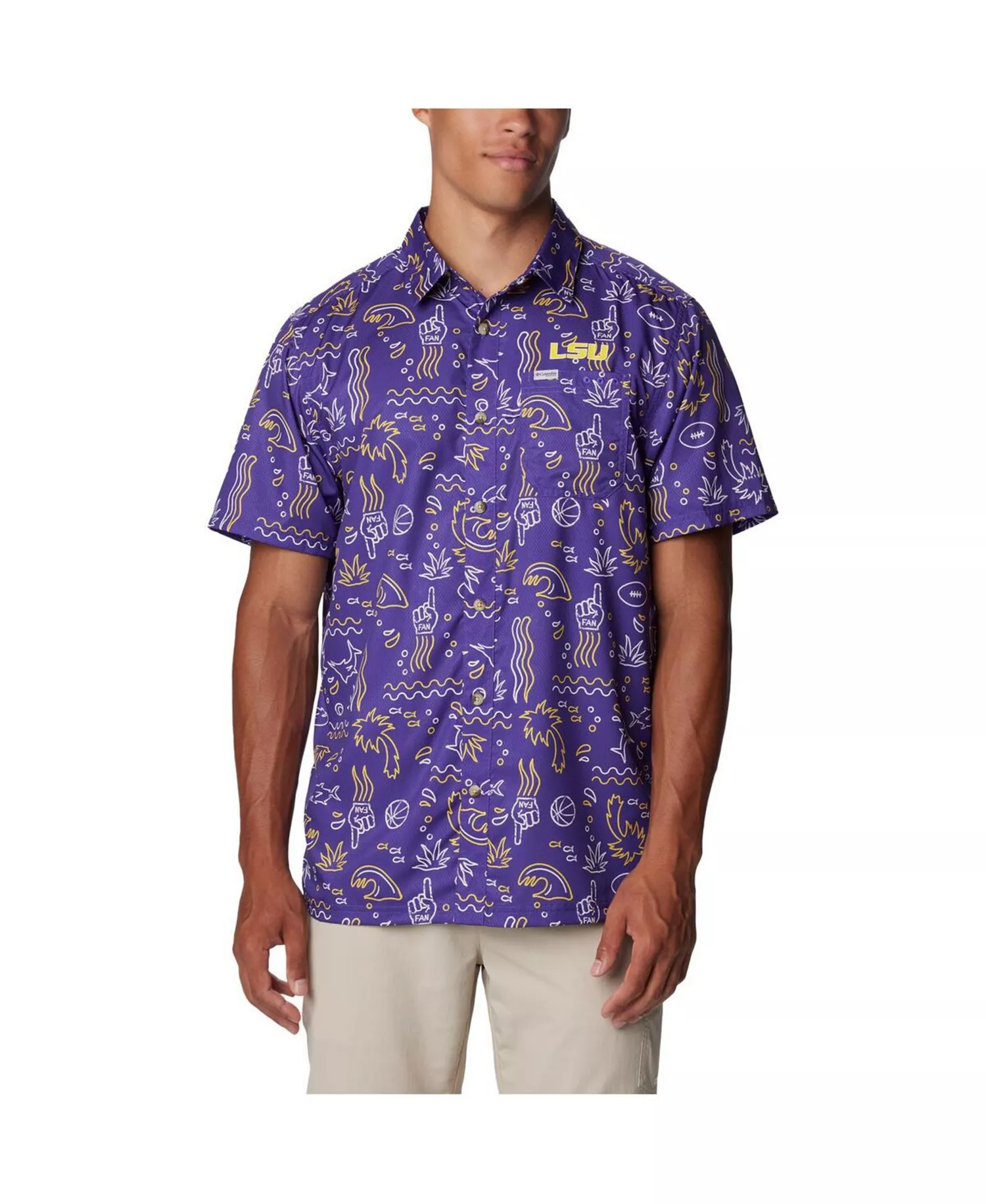 Men's Purple LSU Tigers Super Slack Tide Omni-Wick Button-Up Shirt - Purple - M