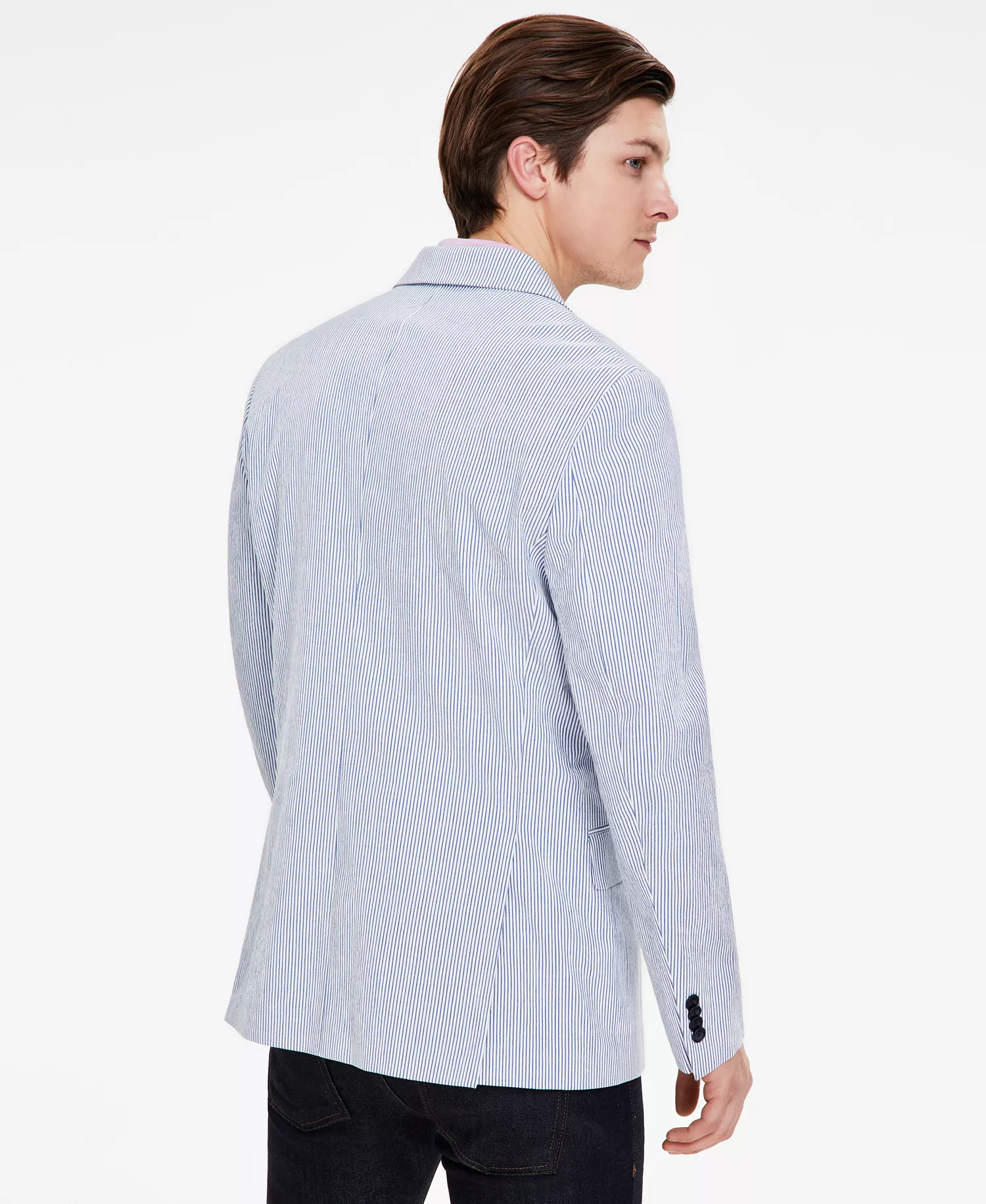 Men's Modern-Fit Seersucker Sport Coat - Blue/white - 36R