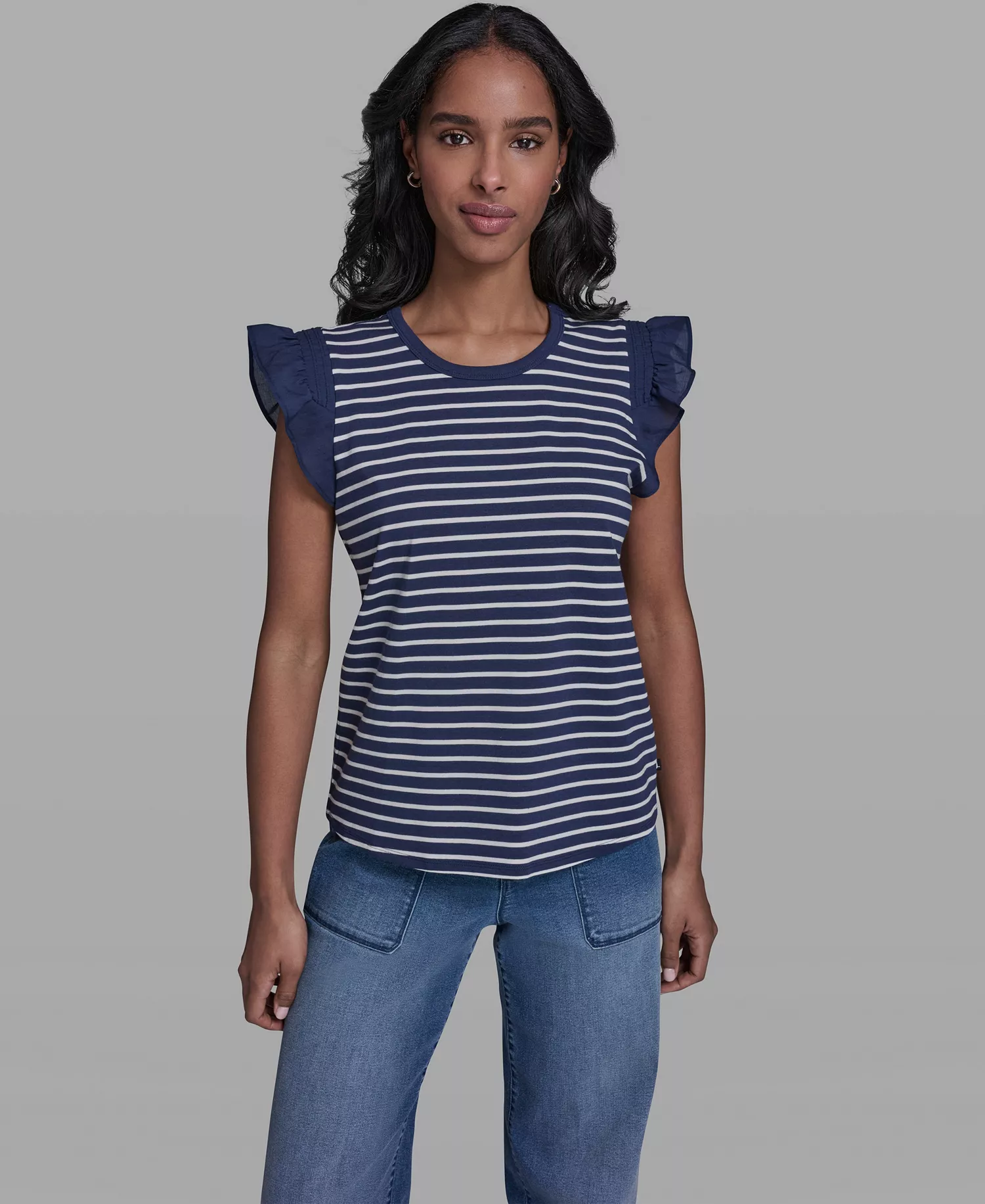 Women's Sleeveless Crewneck Knitted Top - Navel Academy/soft White - L