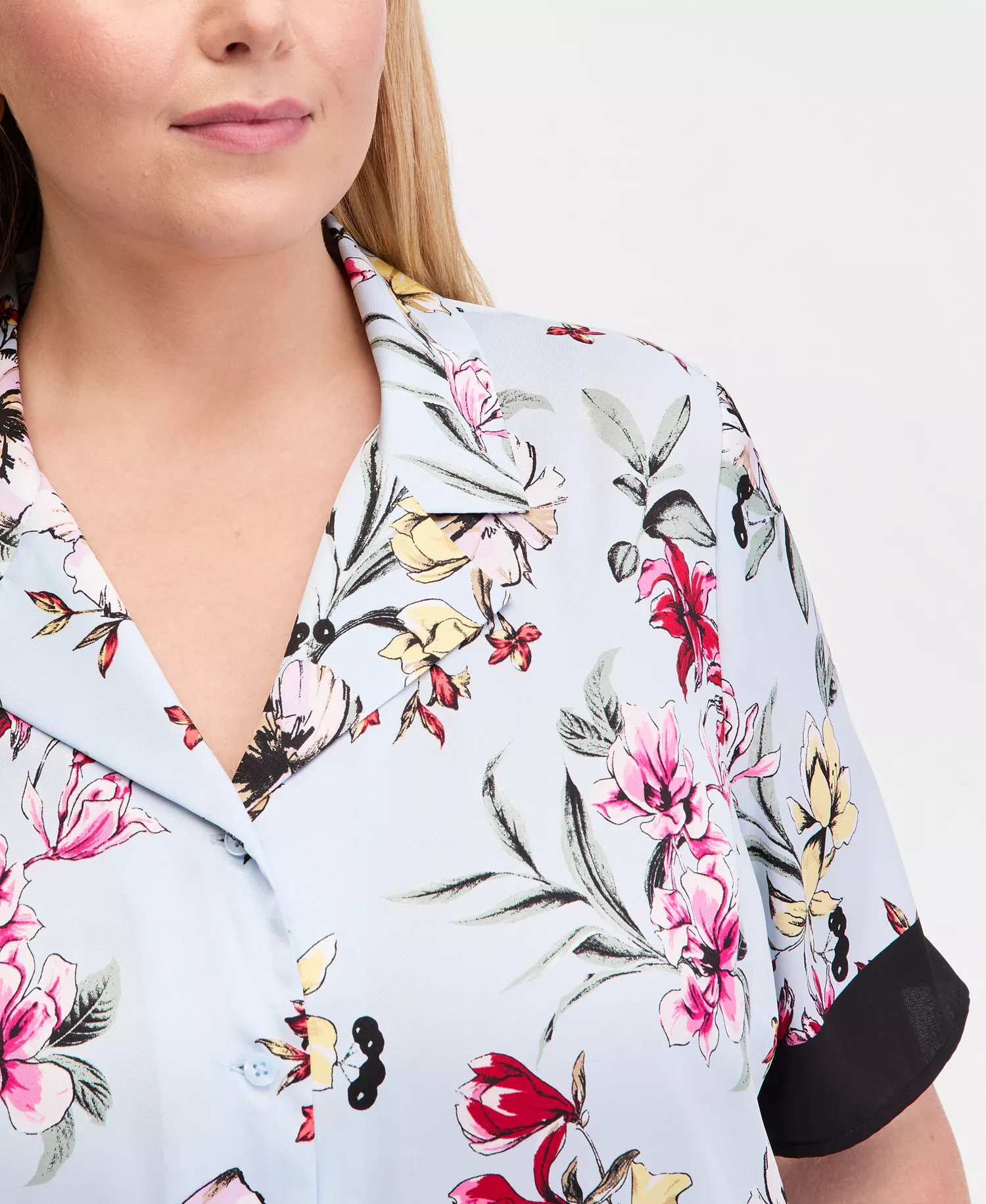 Plus Size Printed Short-Sleeve Button-Front Shirt, Macy's Exclusive - Seela Border - 0X