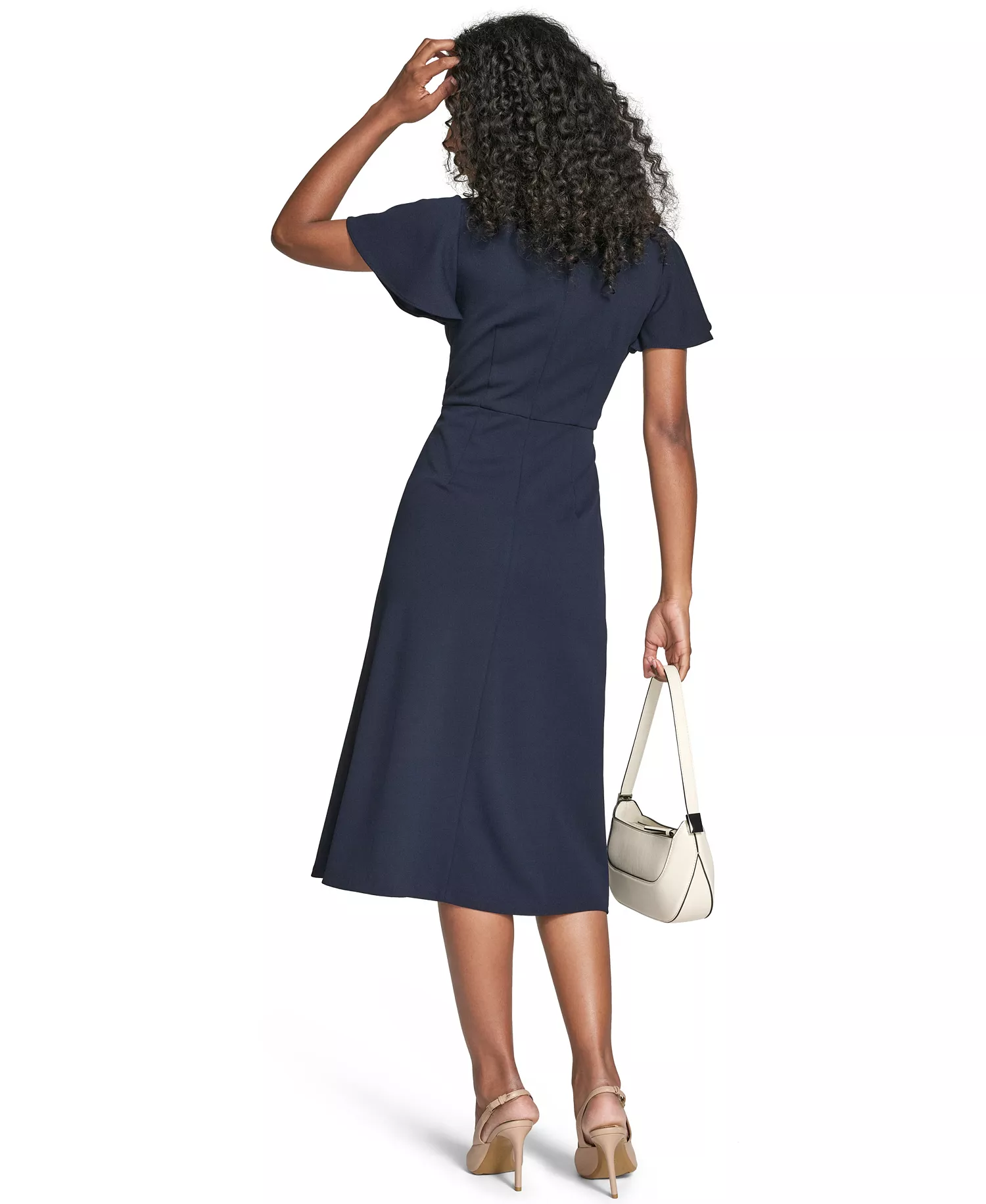 Women's Flutter Sleeve Midi Dress - Indigo - 10