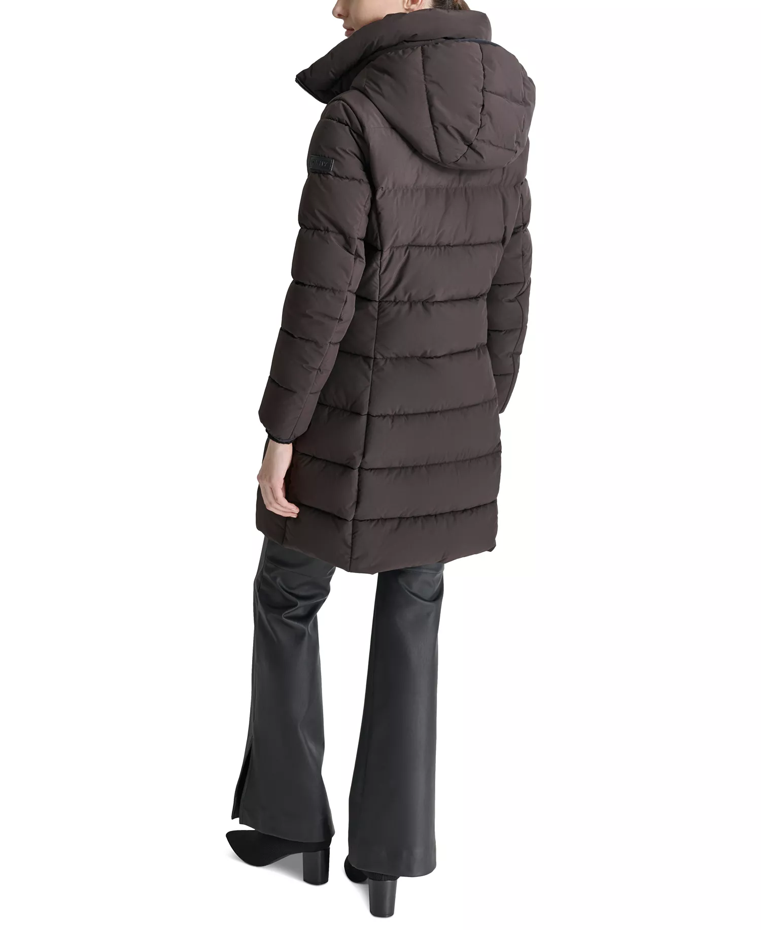 Women's Bibbed Hooded Zip-Front Puffer Coat - Bitter - M
