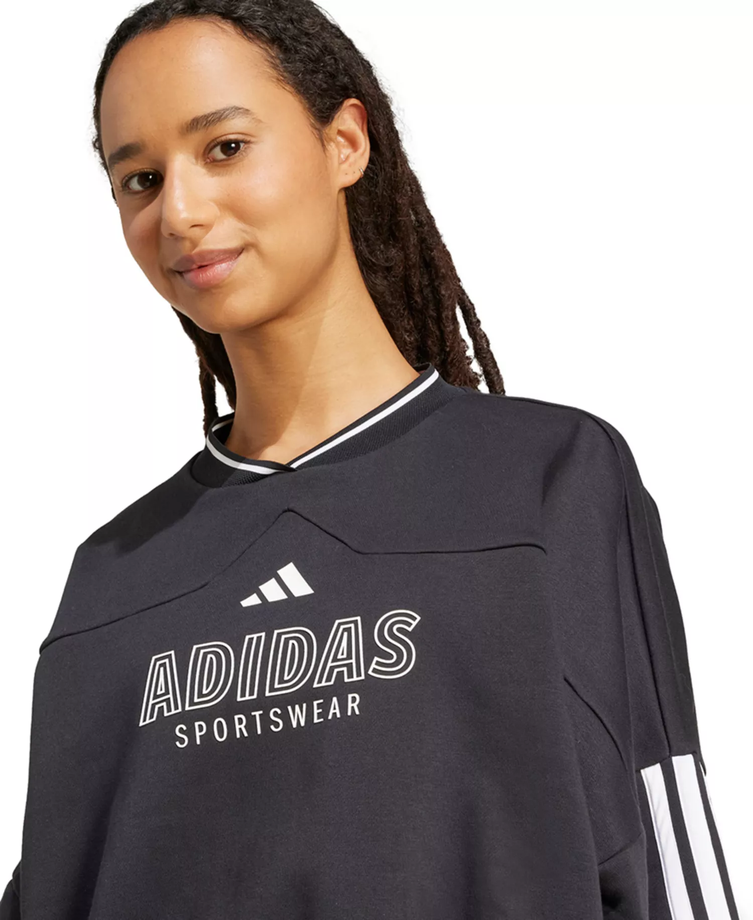 Women's V-Neck Sweatshirt - Black/white - 2XL