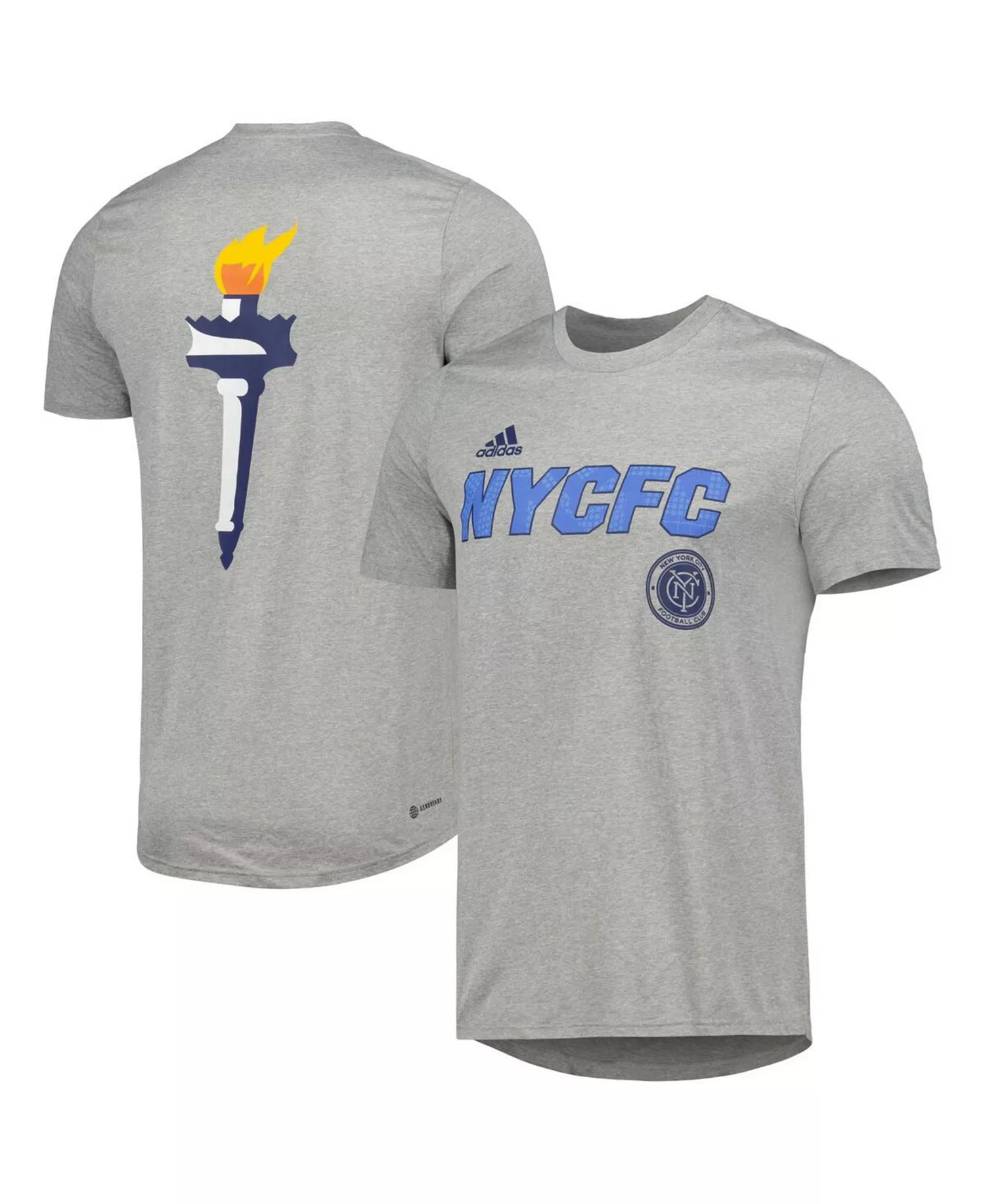 Men's Heather Gray New York City FC Team Jersey Hook AEROREADY T-shirt - Heather Gray - M