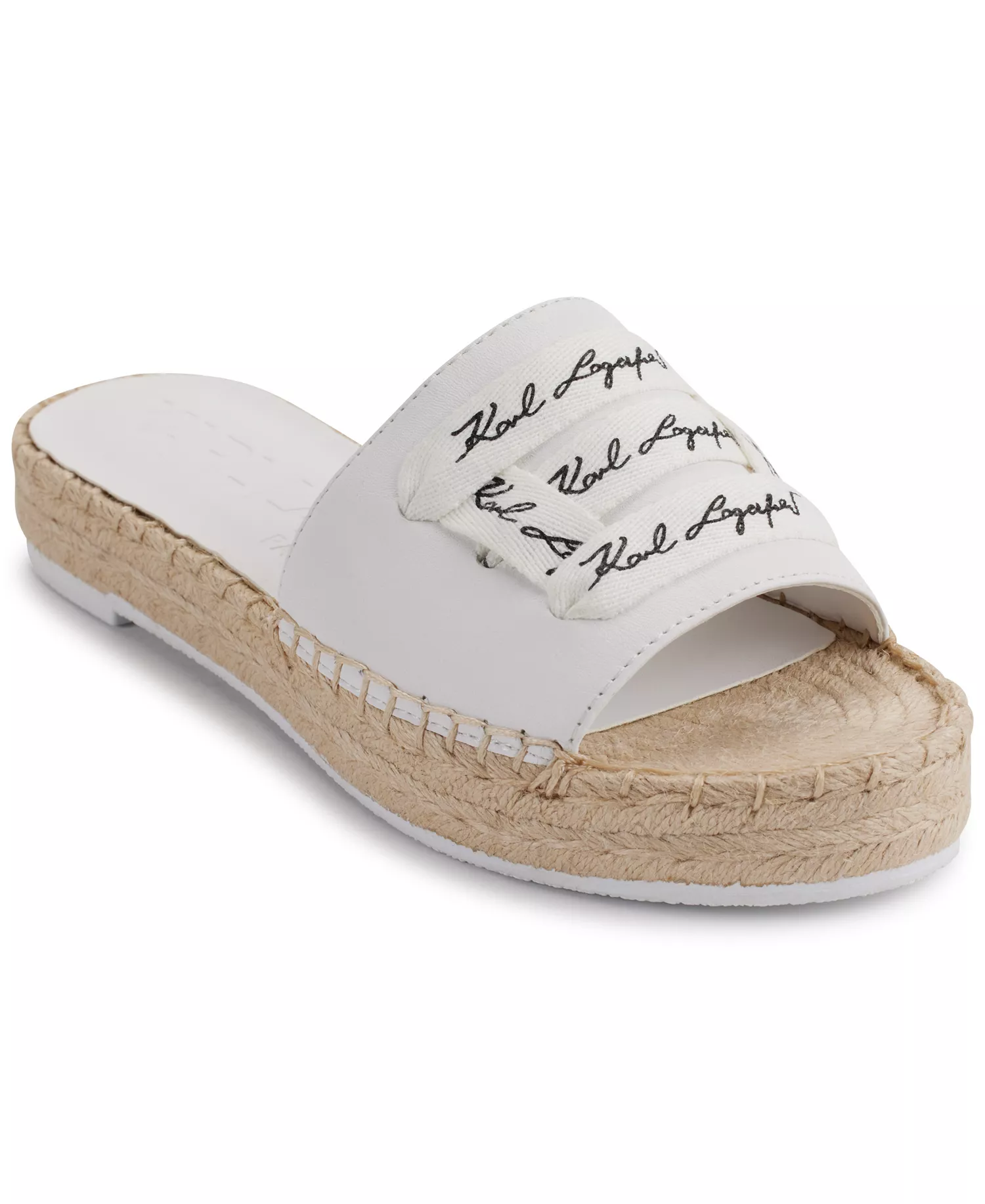 Cherie Logo Slip-On Espadrille Platform Slide Sandals - Bright White - 5.5M