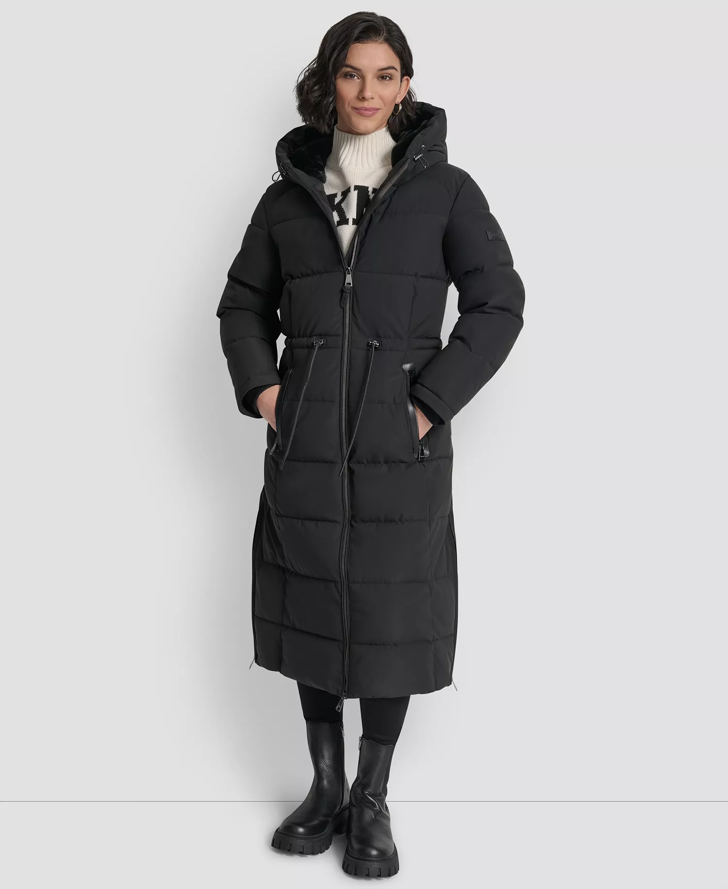 Women's Hooded Anorak Maxi Puffer Coat - Black - L