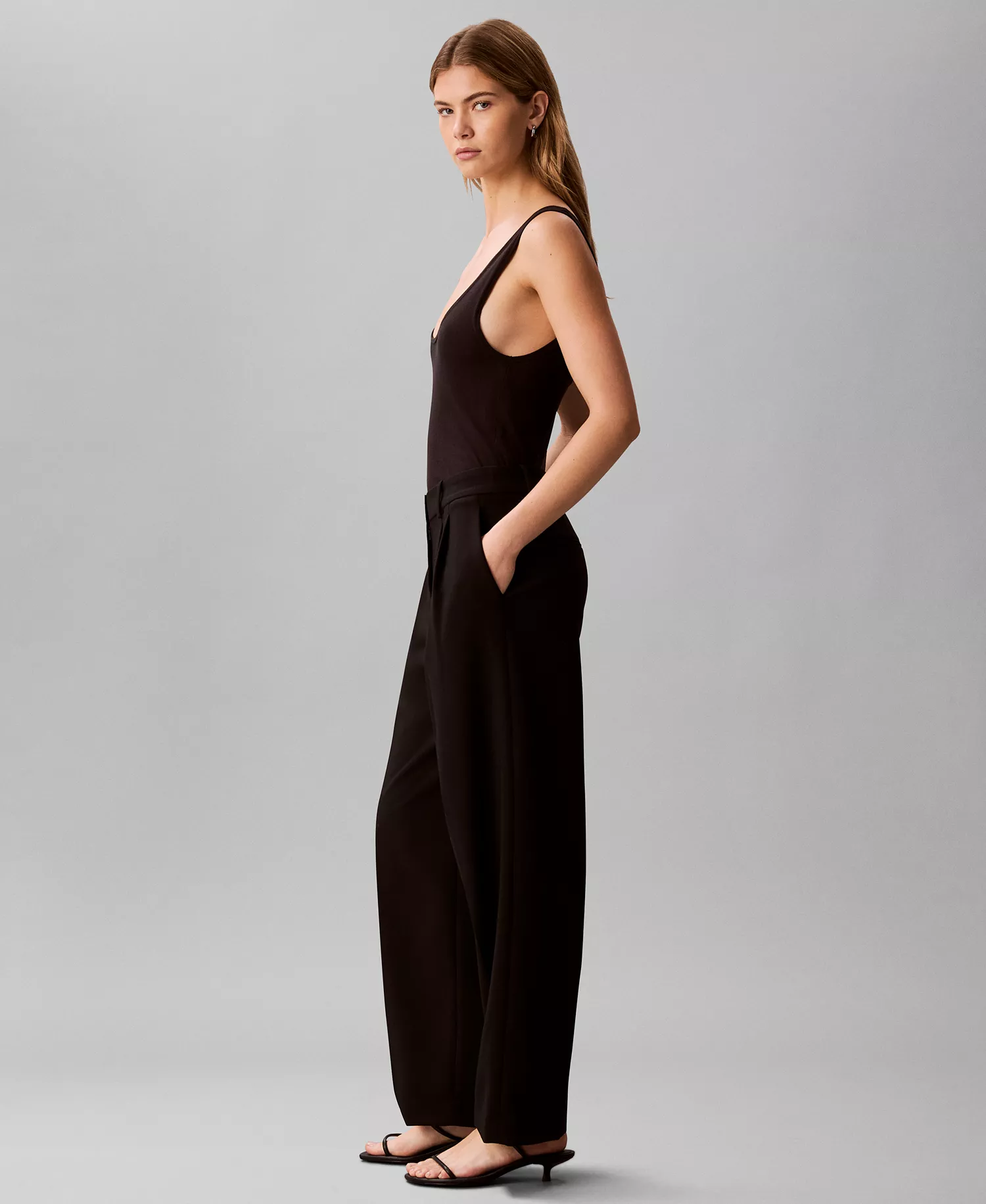 Women's Pleated High-Rise Wide-Leg Pants - Black - 10