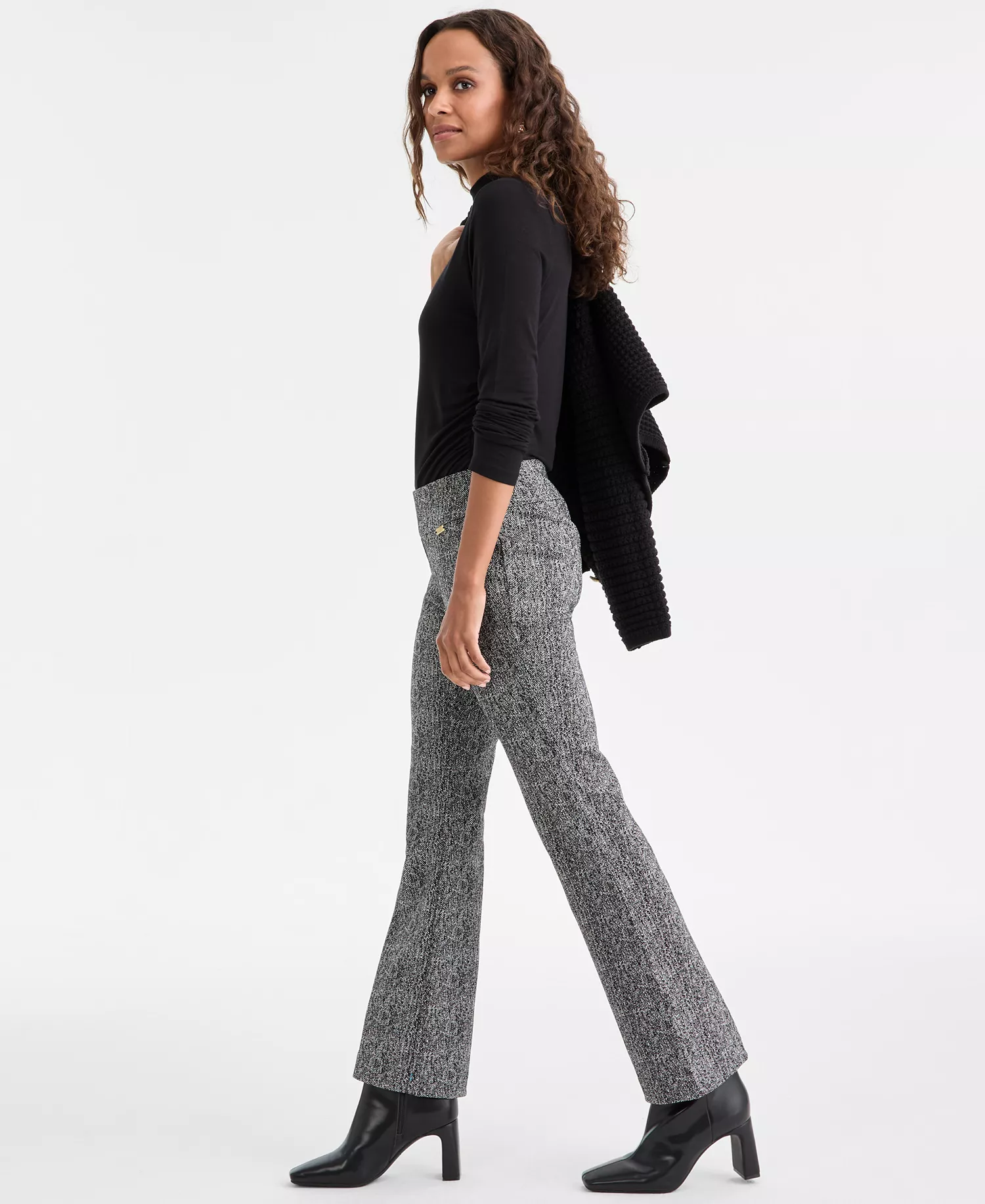 Herringbone Bootcut Pants, Petite & Petite Short, Macy's Exclusive - JAQ GOLD L - 10PS