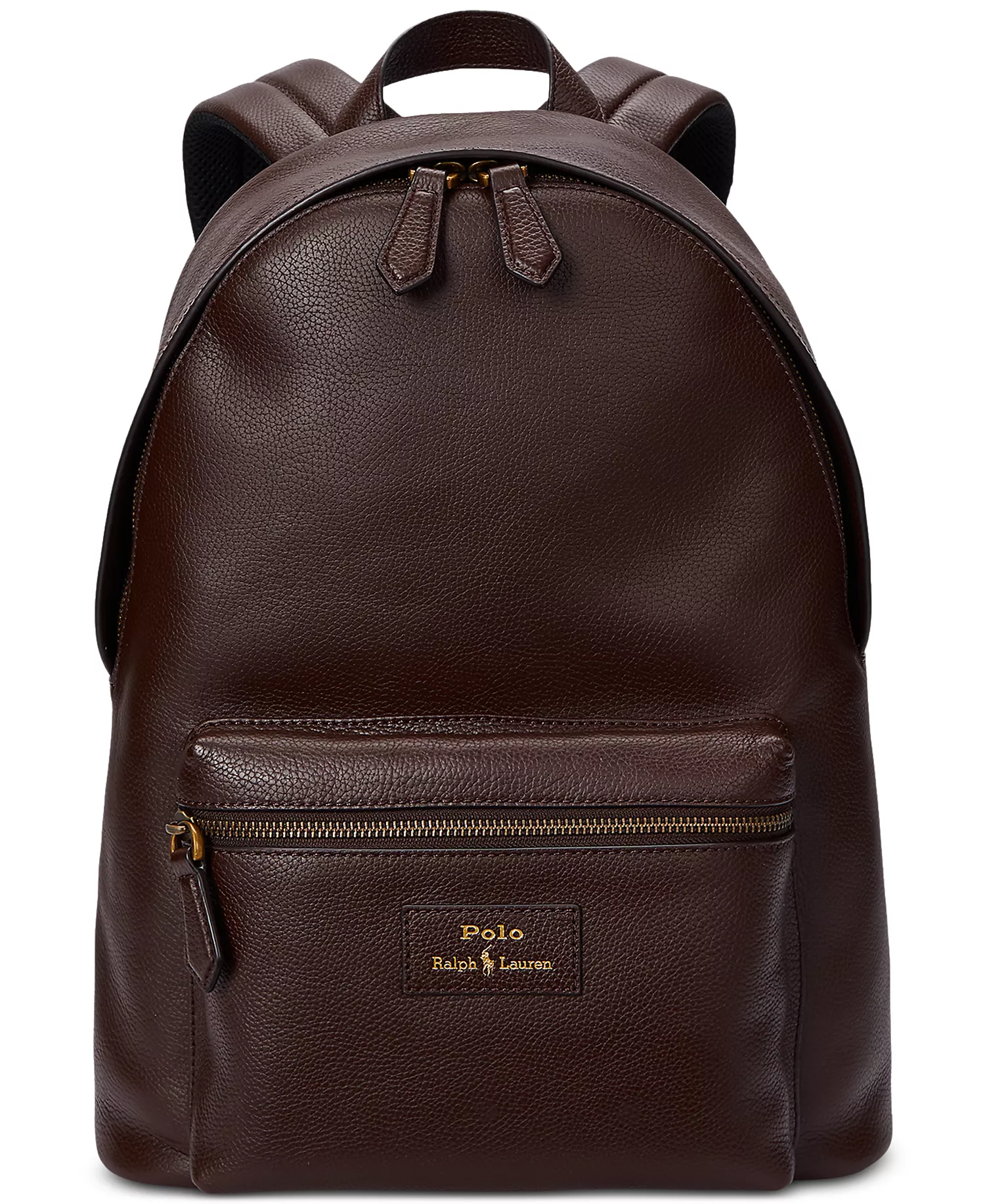 Men's Pebbled Leather Backpack - Dark Brown - No Size