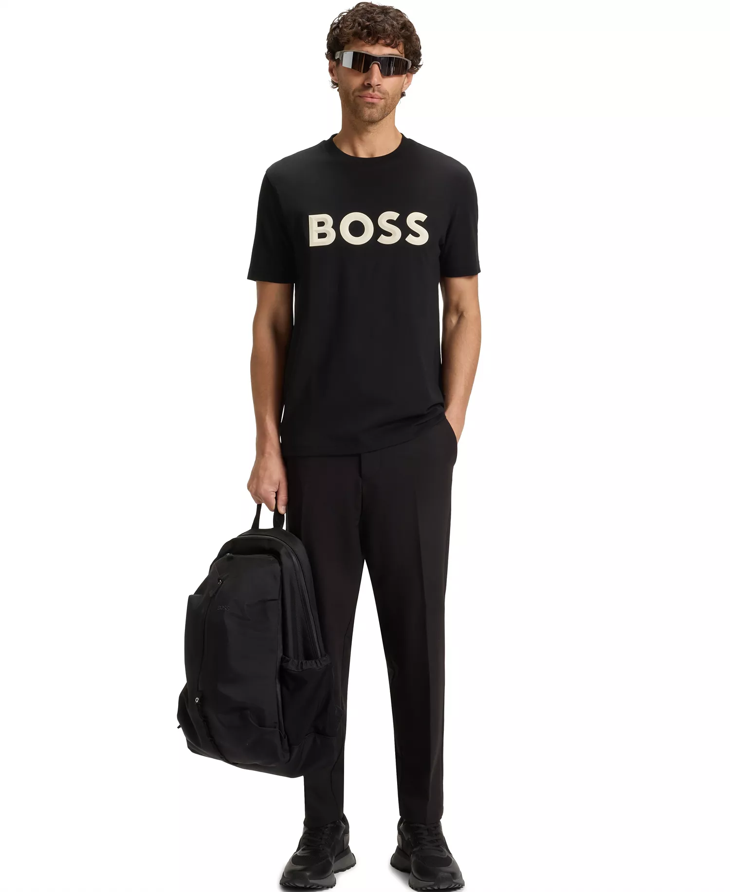 Men's 3D Logo Cotton-Jersey T-Shirt - Black - 2XL