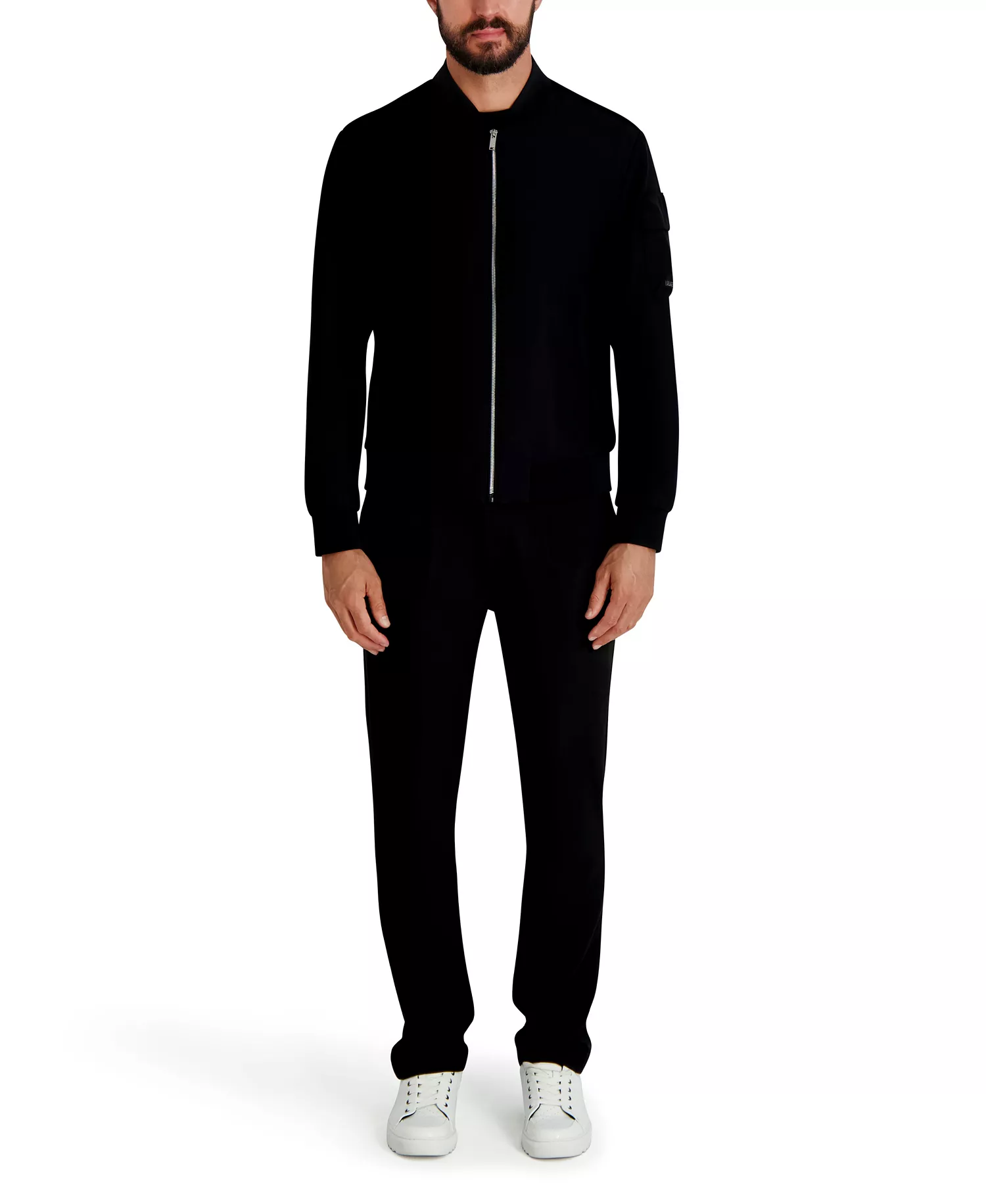 Men's Zipper Bomber Jacket - Black - S