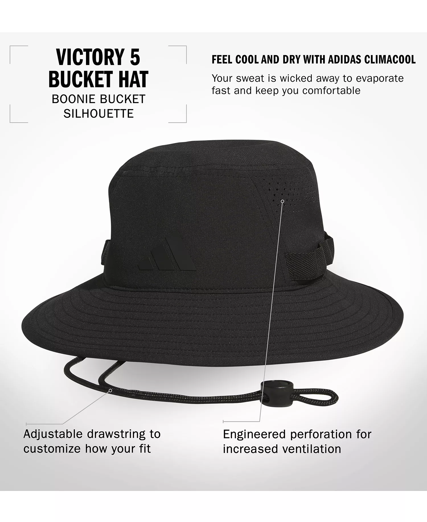 Men's Victory 5 Bucket Hat - Black - L/XL