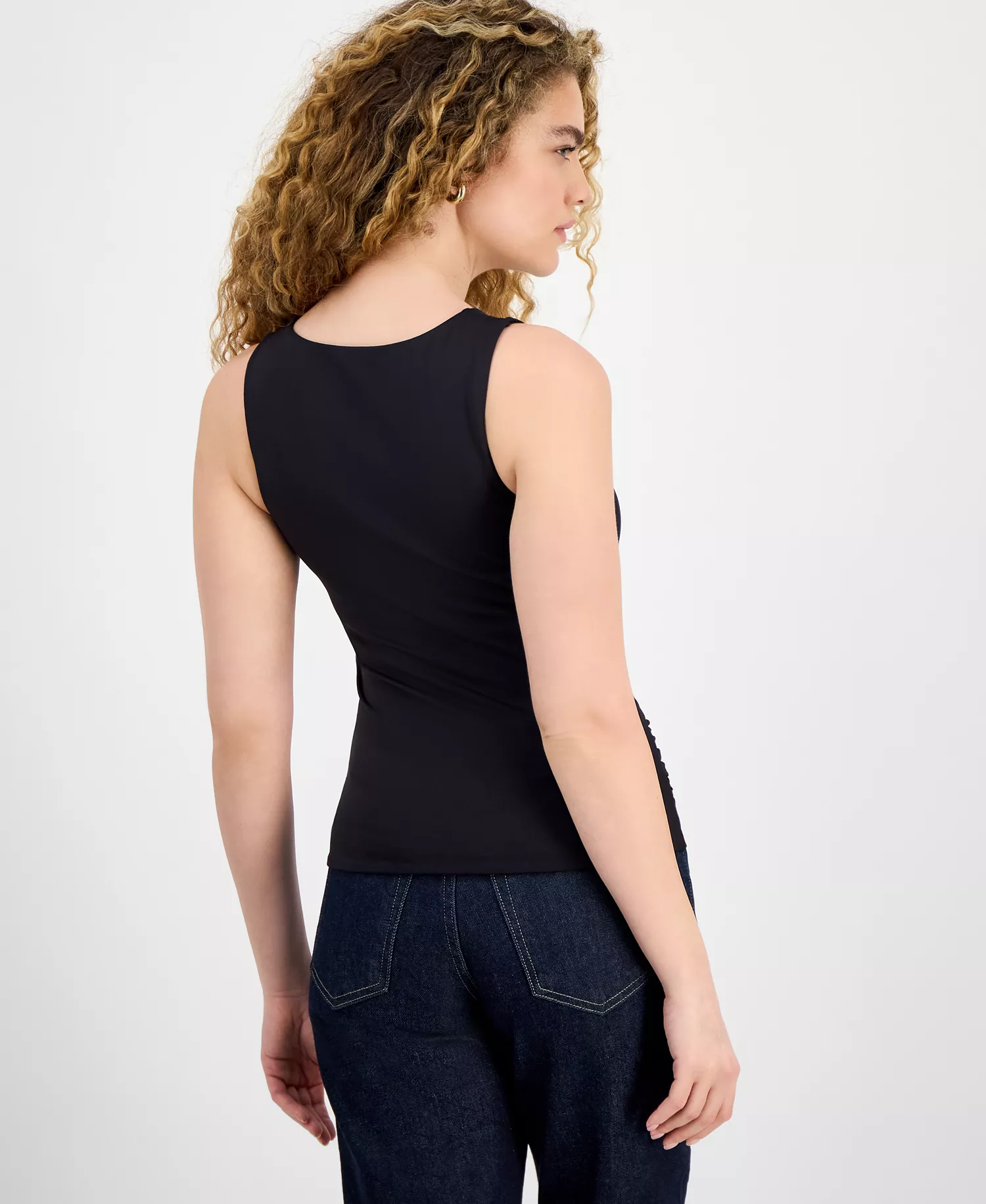 Women's Second Skin Ruched Tank Top - Black - L