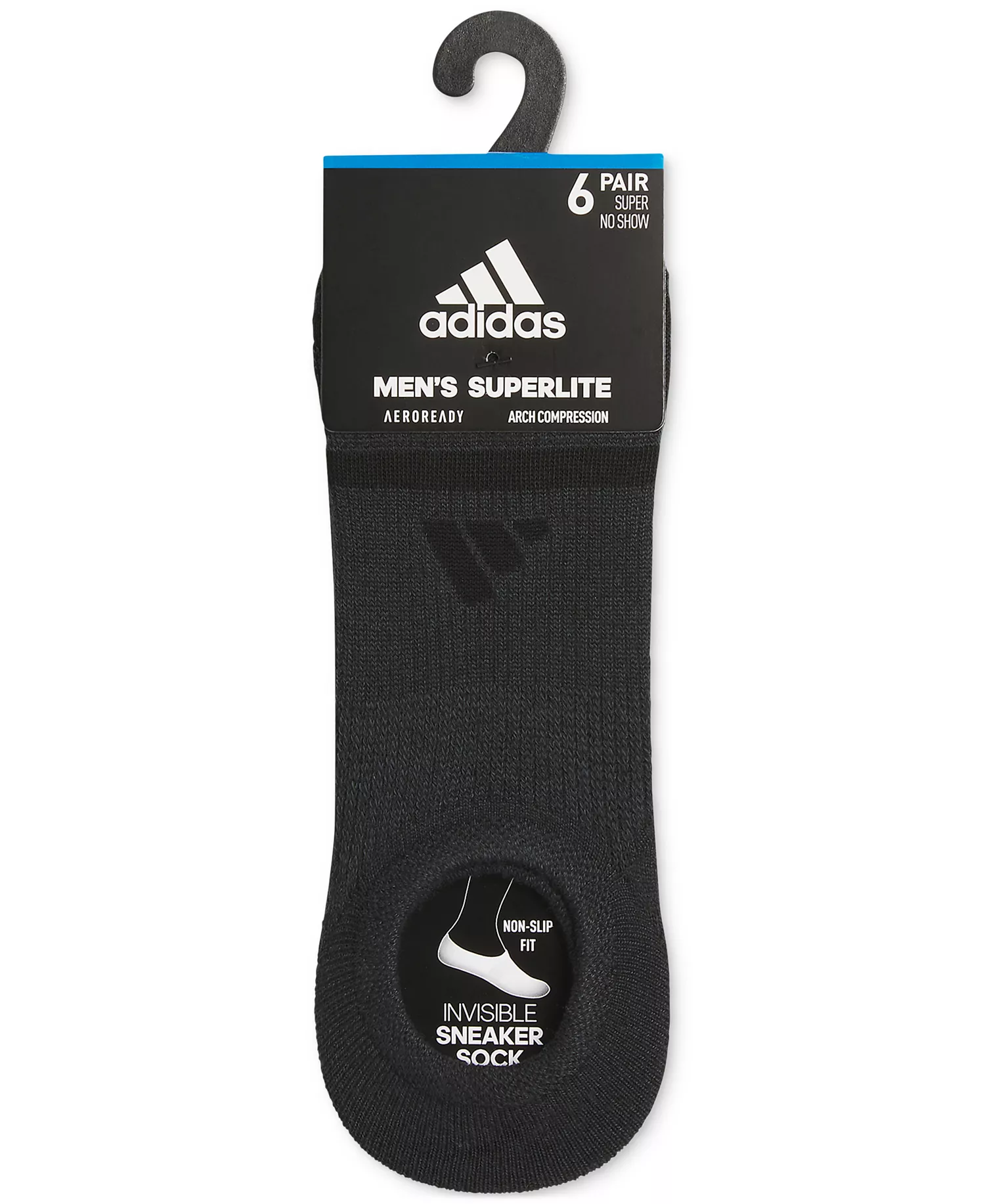 Men's Superlite 3.0 No-Show No-Slip Socks - 6 pk. - Black - L