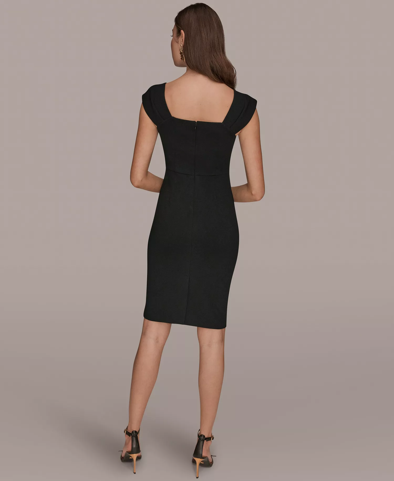 Women's Asymmetrical Neck Sheath Ruffle Dress - Black - 10