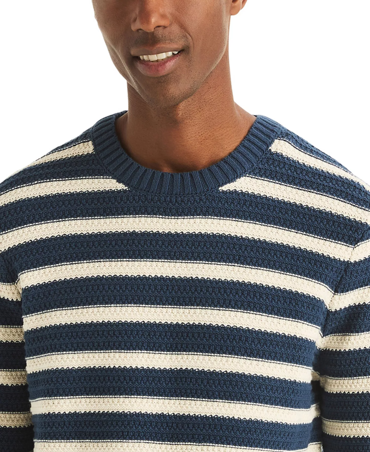 Men's Textured Striped Crewneck Sweater - Lapis Blue - L