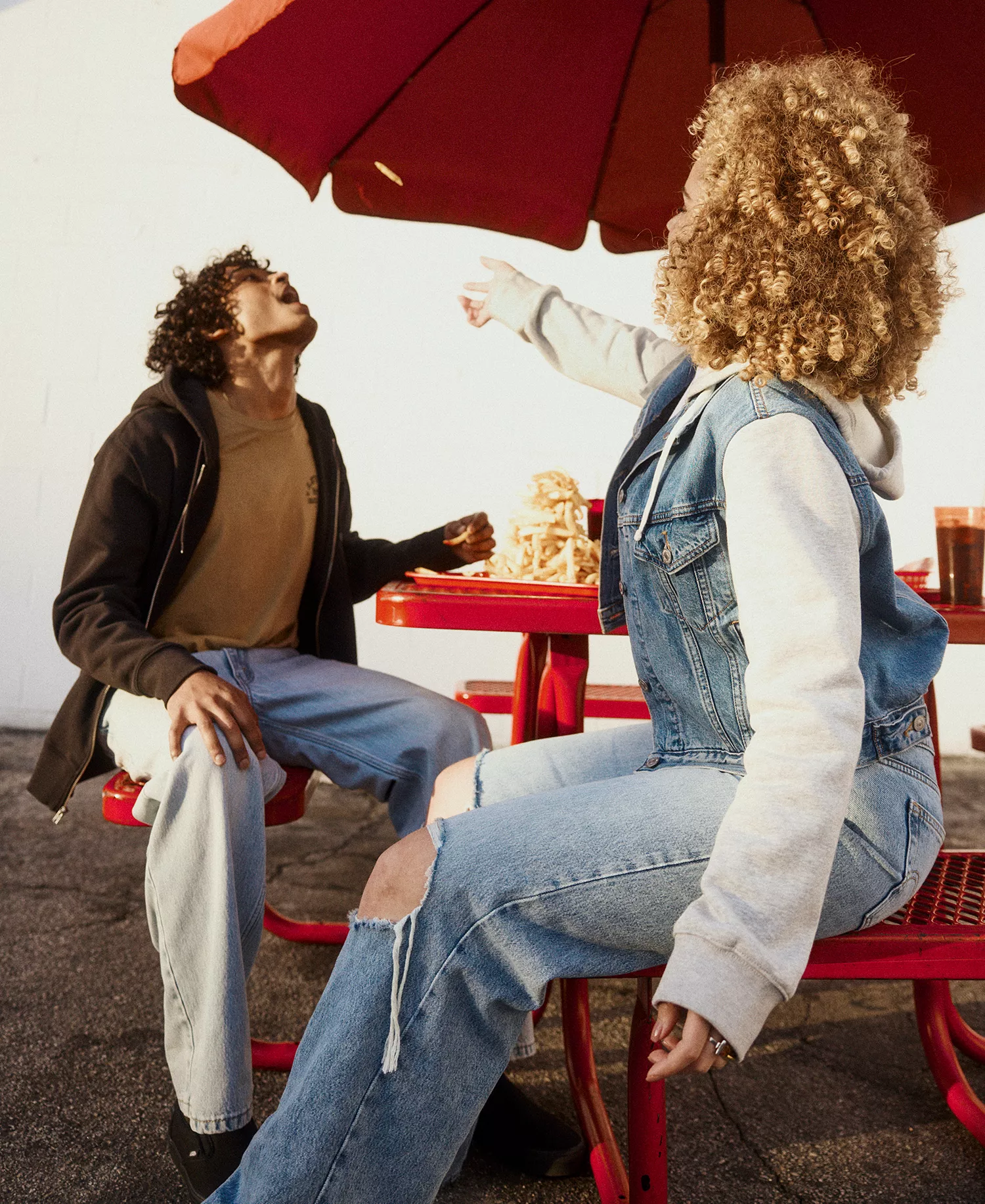 Women's Hybrid Hoodie Trucker Jacket - Mind Bendi - L