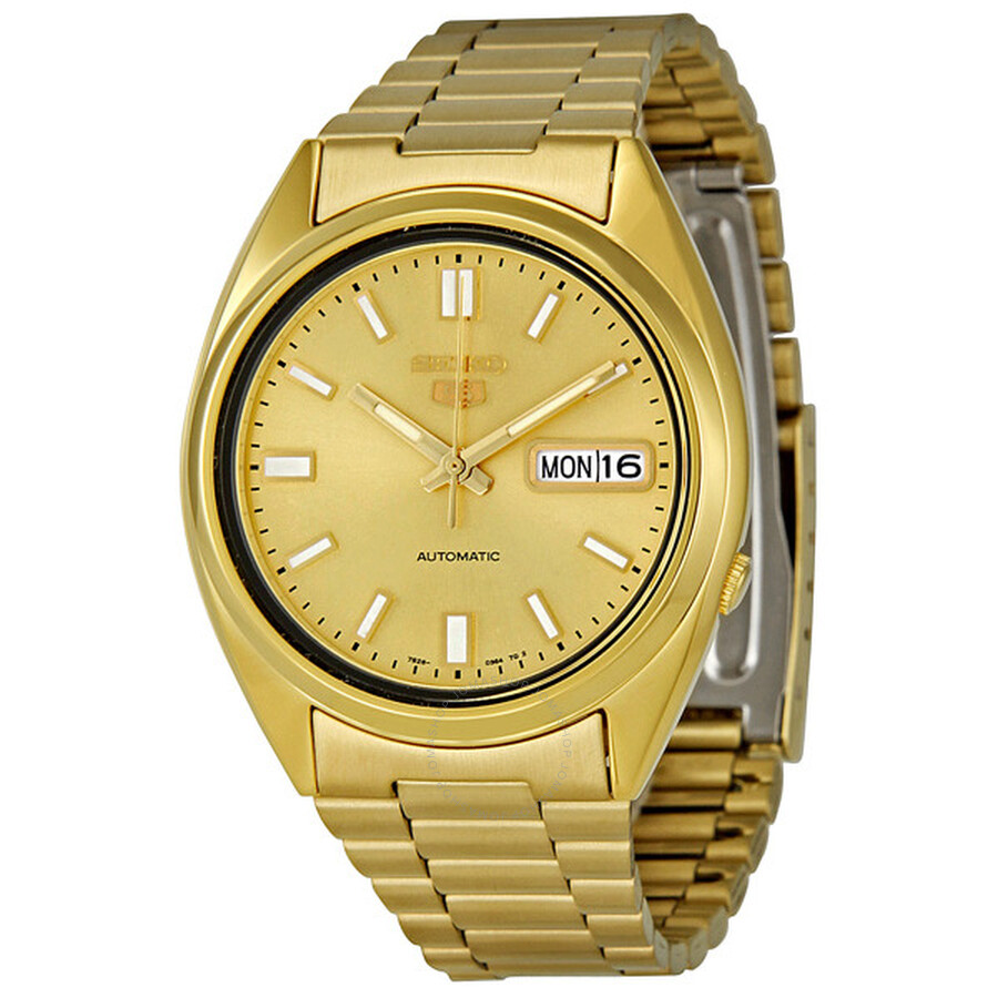 Seiko Series 5 Automatic Gold Dial Yellow Gold-tone Men's Watch