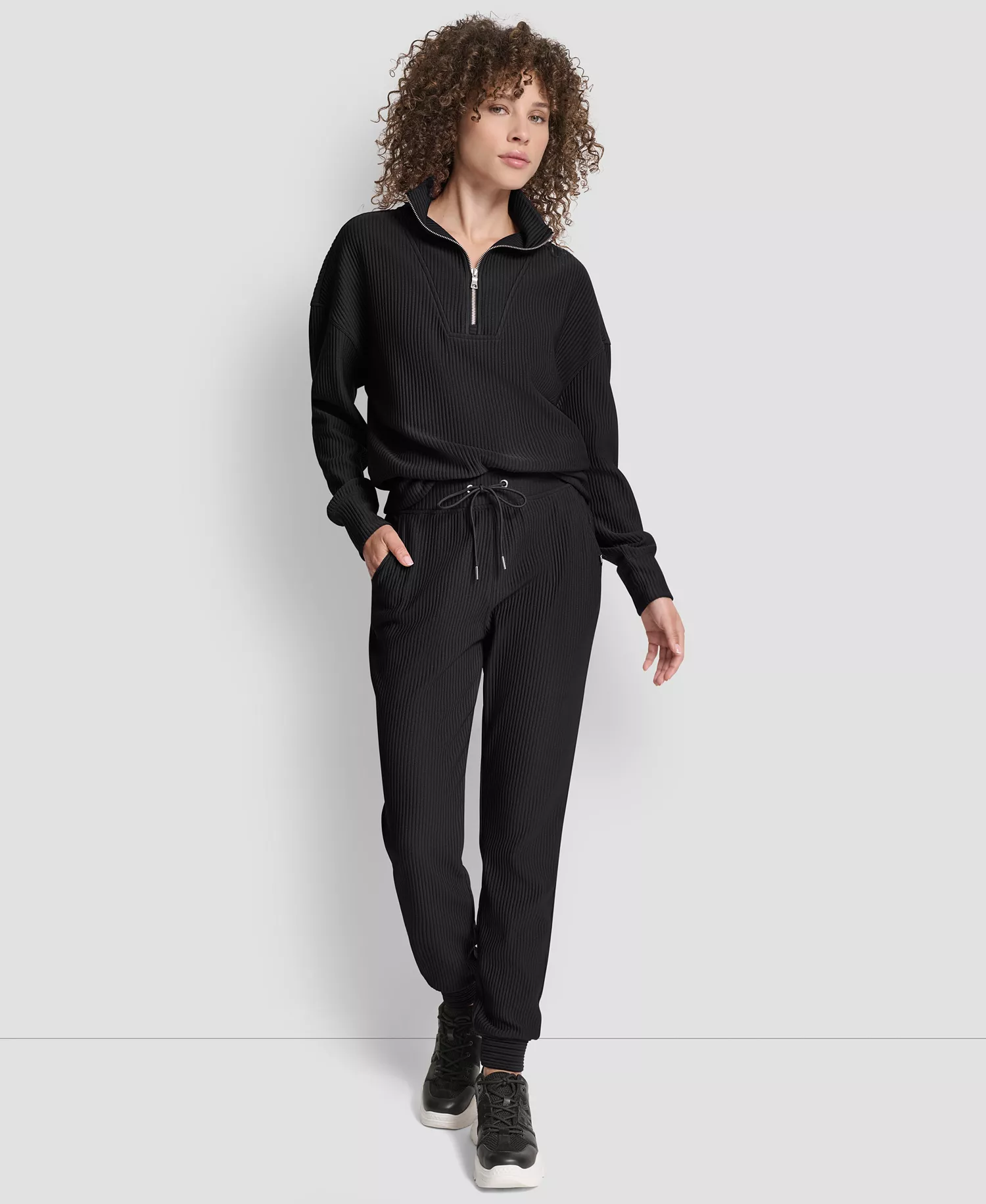 Women's Tech Ottoman Cuffed High Rise Joggers - Black - L