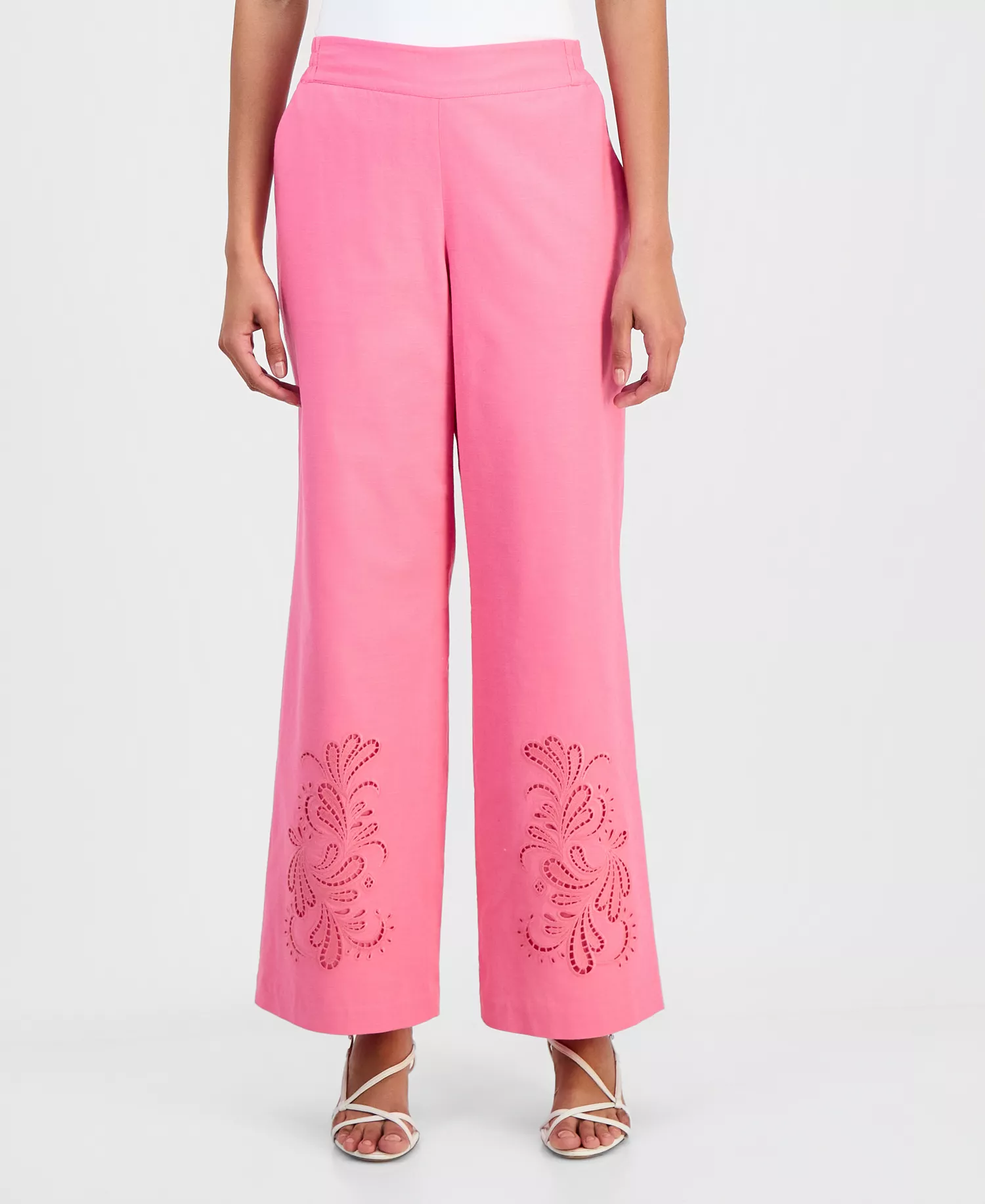 Women's Pull-On Embroidered Pants - Parisian Pink - L