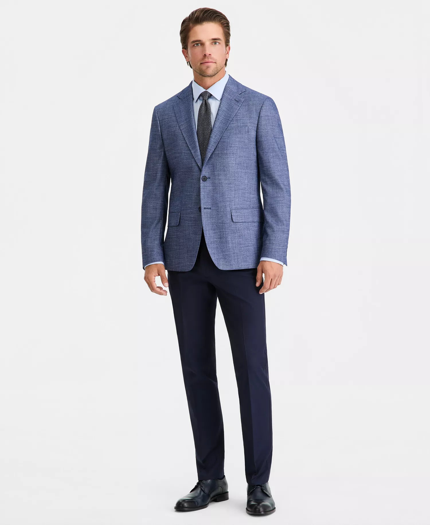 Men's Pattern Slim-Fit Blazer - Blue - 34R