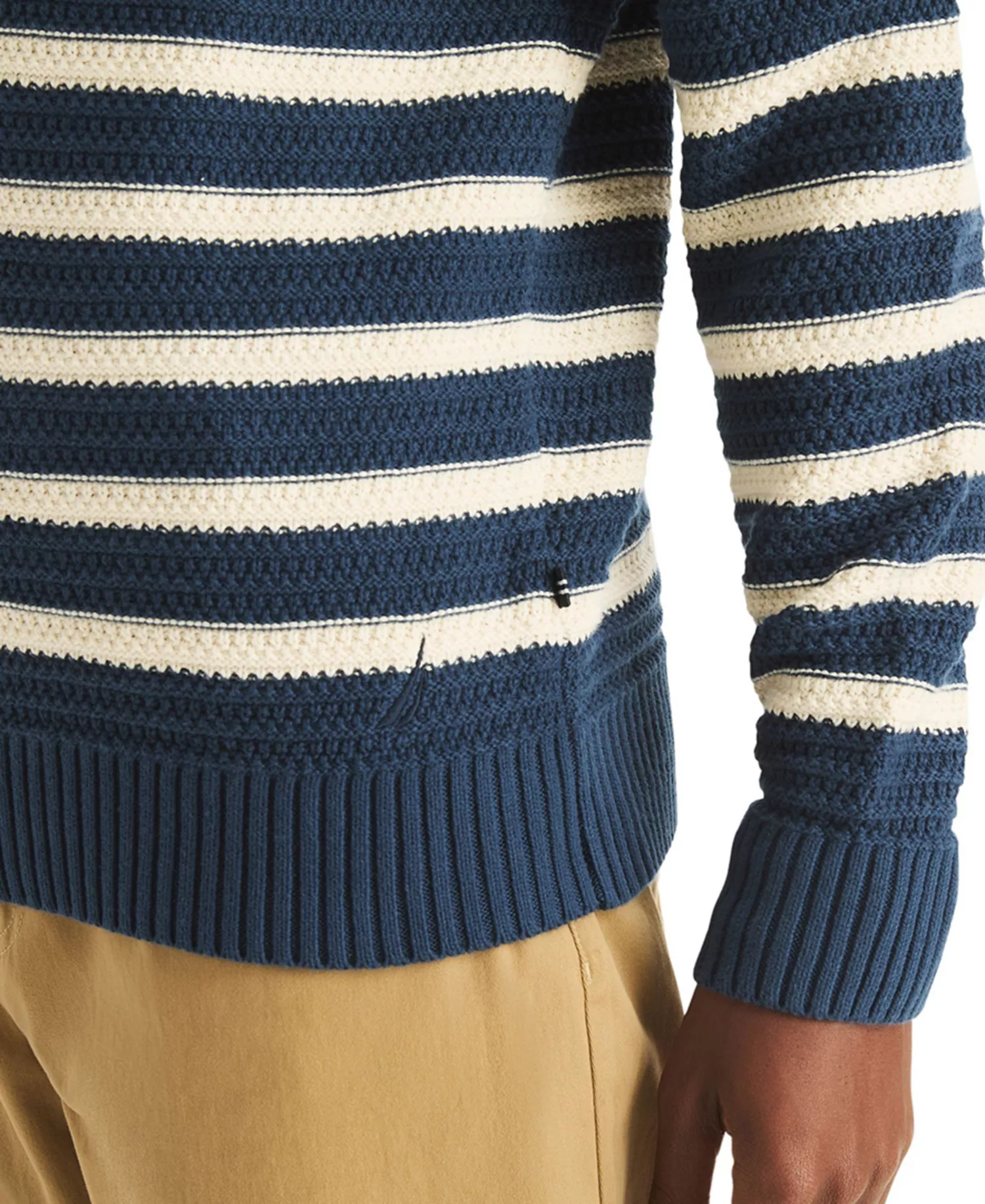 Men's Textured Striped Crewneck Sweater - Lapis Blue - L