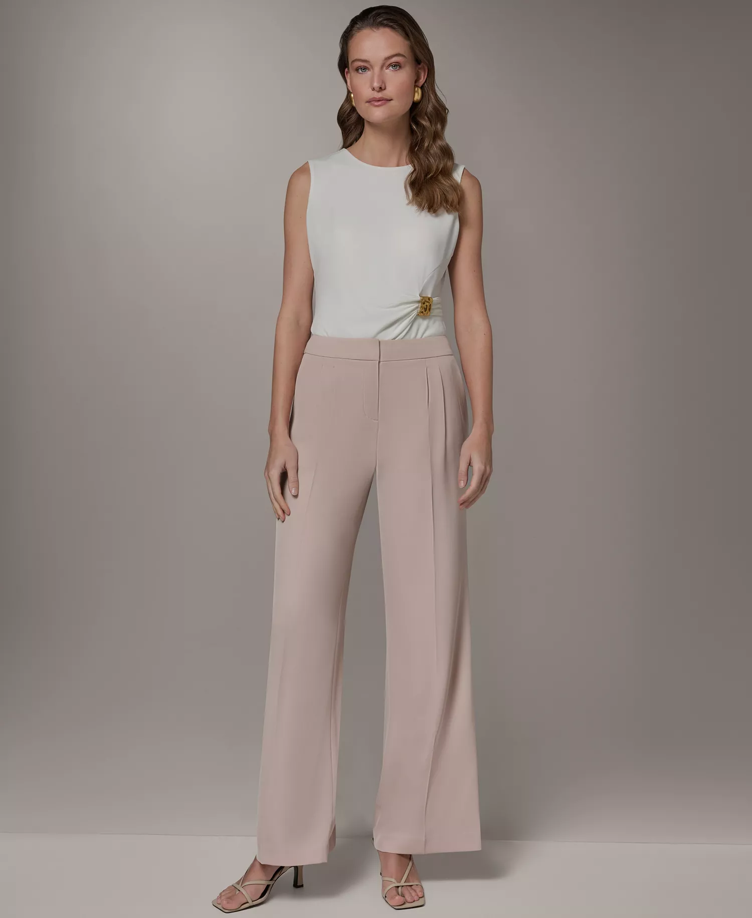 Women's High-Waist Wide-Leg Pants - Snow Petal - 0