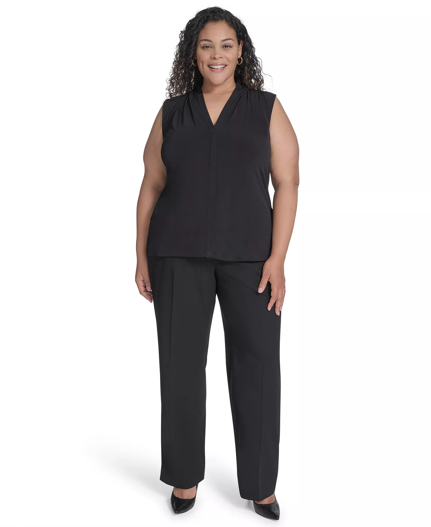 Plus Size V-Neck Top - Black - 1X