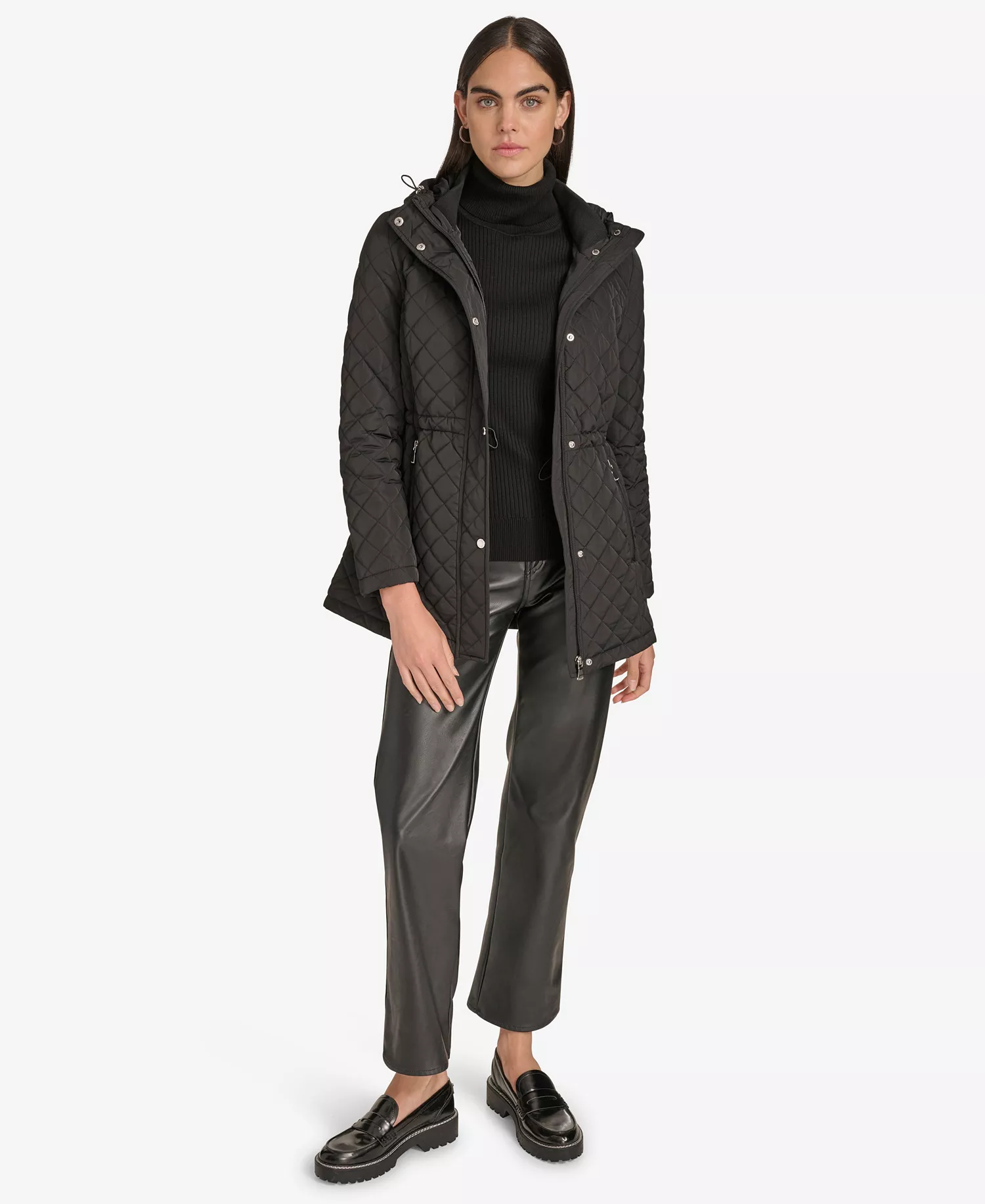Women's Anorak Quilted Jacket - Black - L