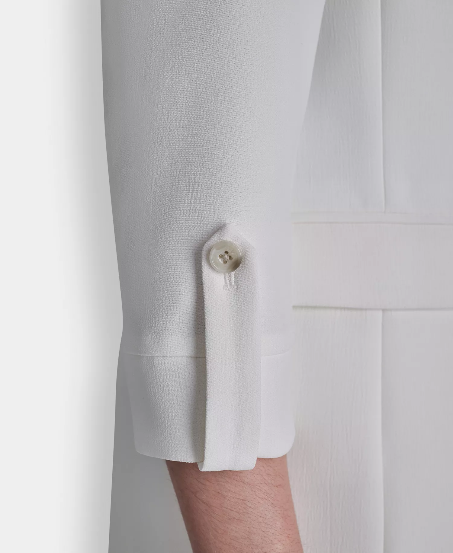 Women's Mixed Media Sleeveless Sweater, Textured Crepe Midi Skirt and Open Front Jacket - Ivory - 0