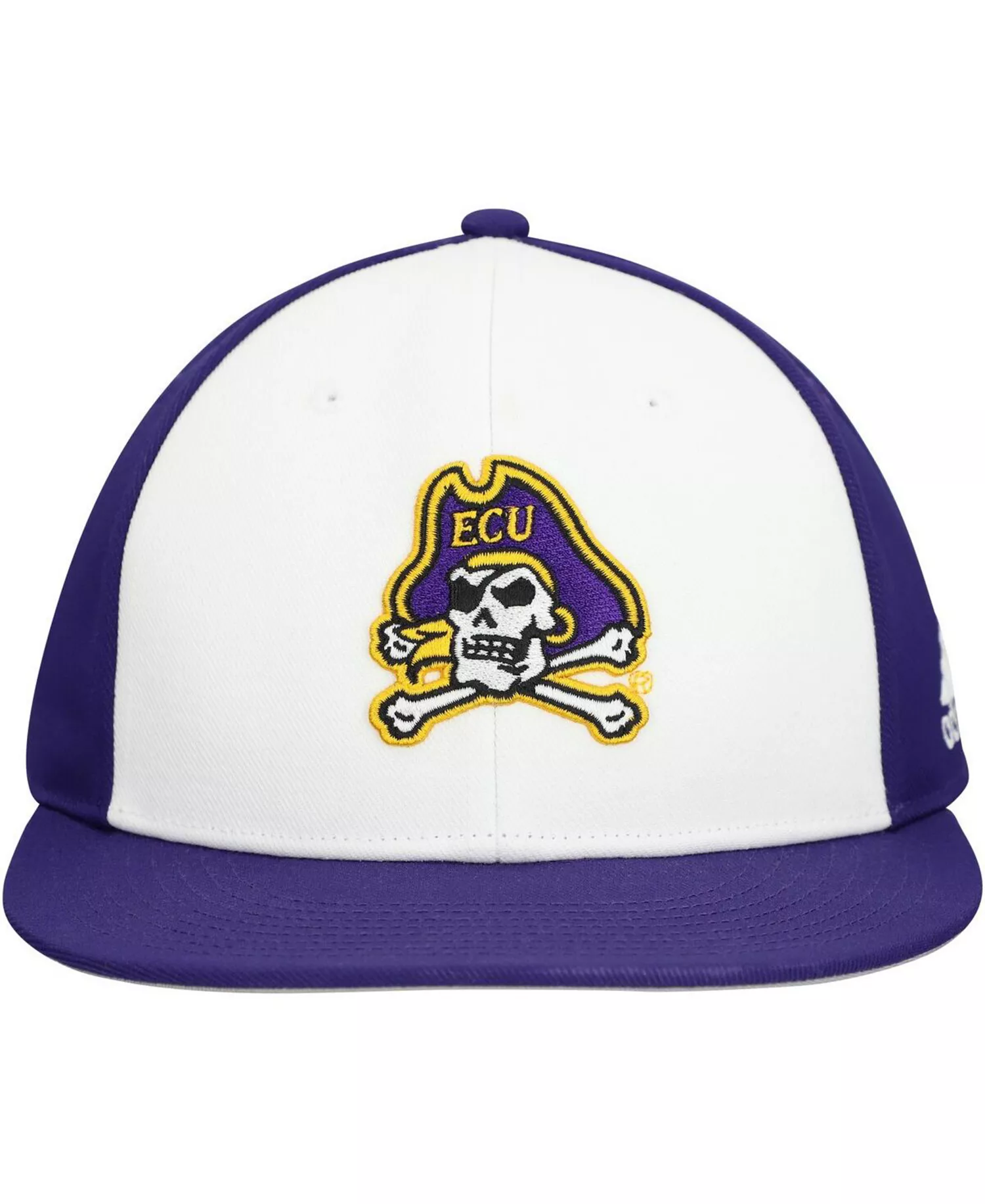 Men's White/Purple ECU Pirates On Field Fitted Hat - White, Purple - L/XL