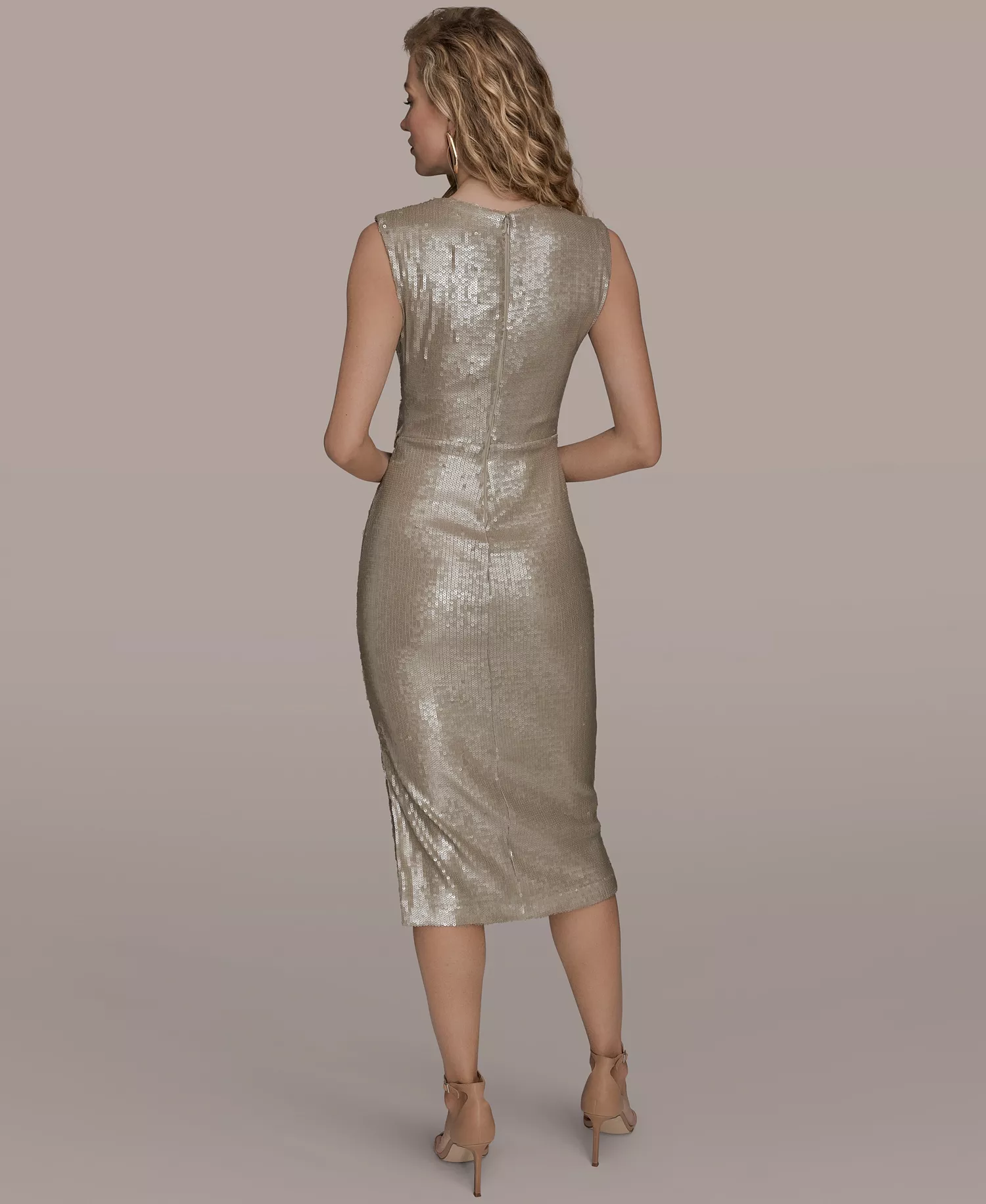 Women's Sleeveless Side Ruched Midi Dress - Vellum - 10