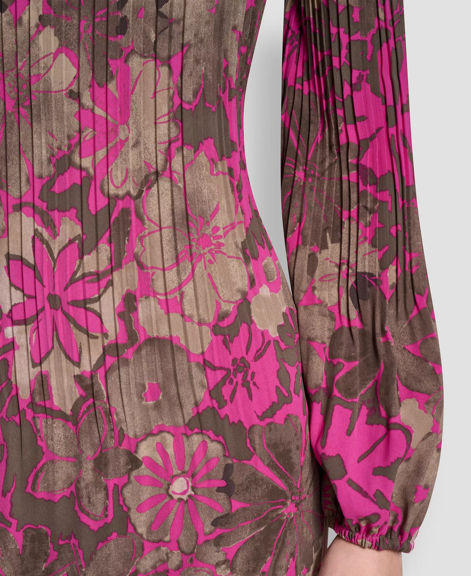 Women's Long-Sleeve Release Pleat Shift Dress - Dune Multi - 12