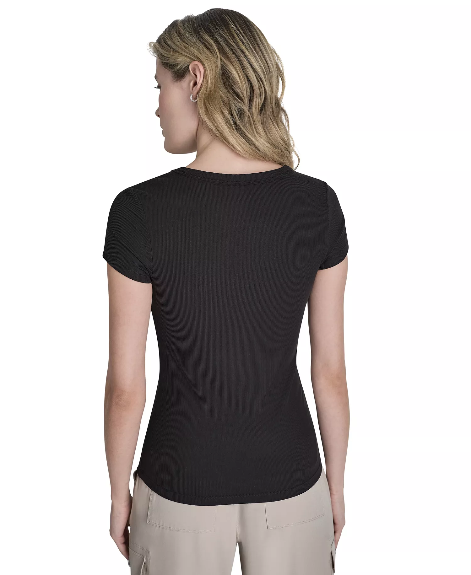 Women's Hudson Rib Crew Neck T-Shirt - Black - L
