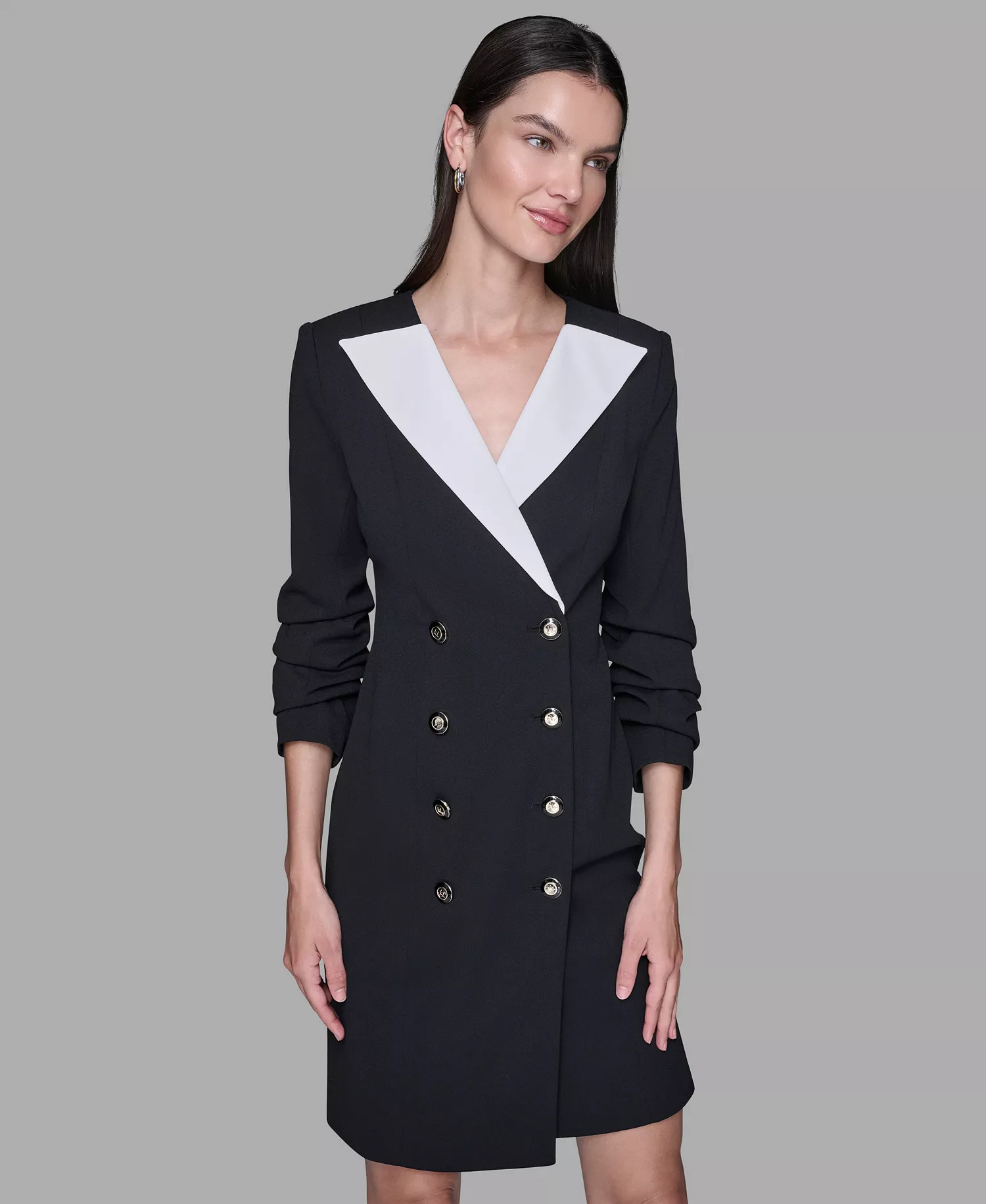 Women's Double-Breasted Blazer Dress - Black - 10