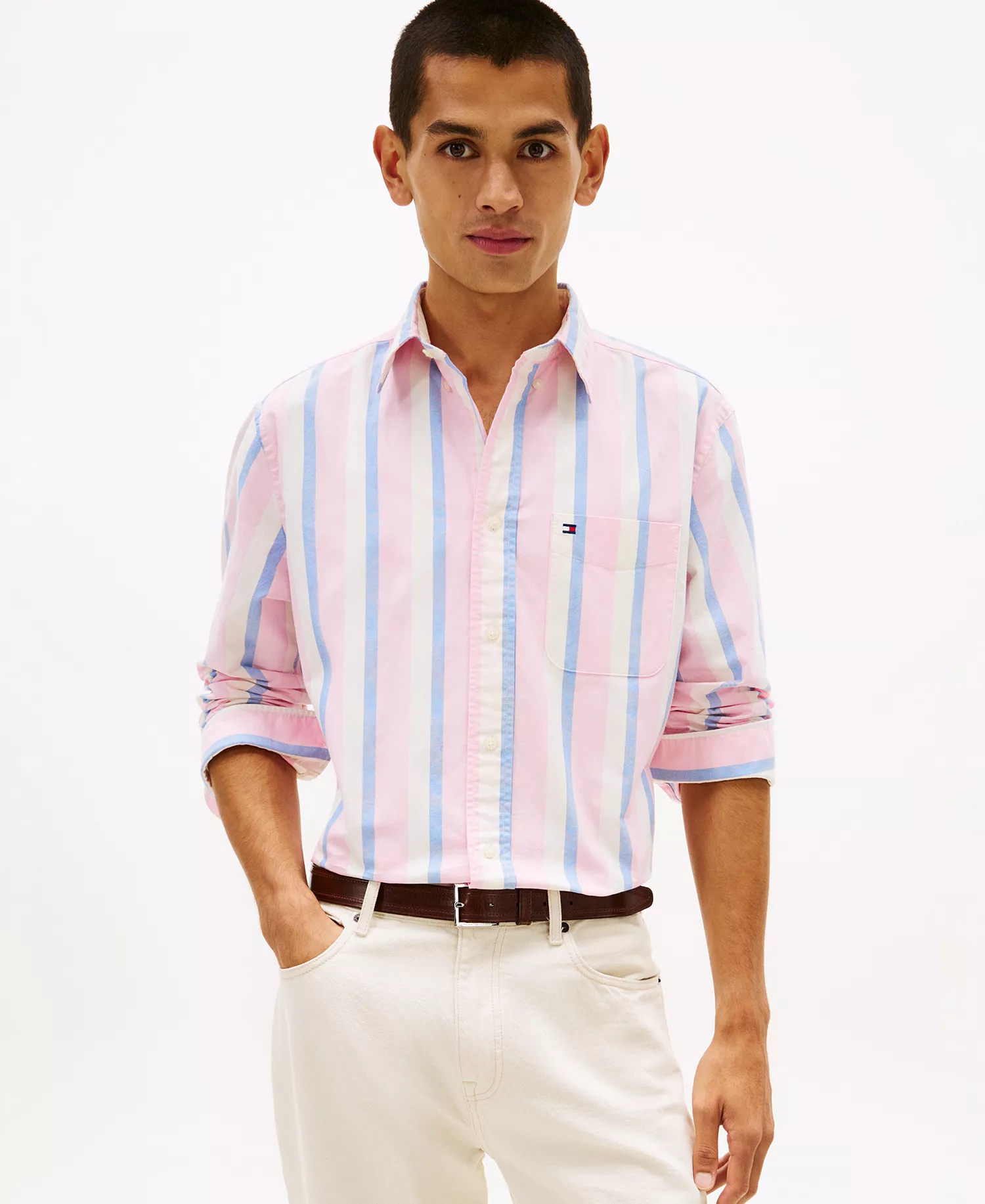 Men's Icon Stripe Heritage Tailored Fit Shirt - Rose Petal / Multi Stripe - L