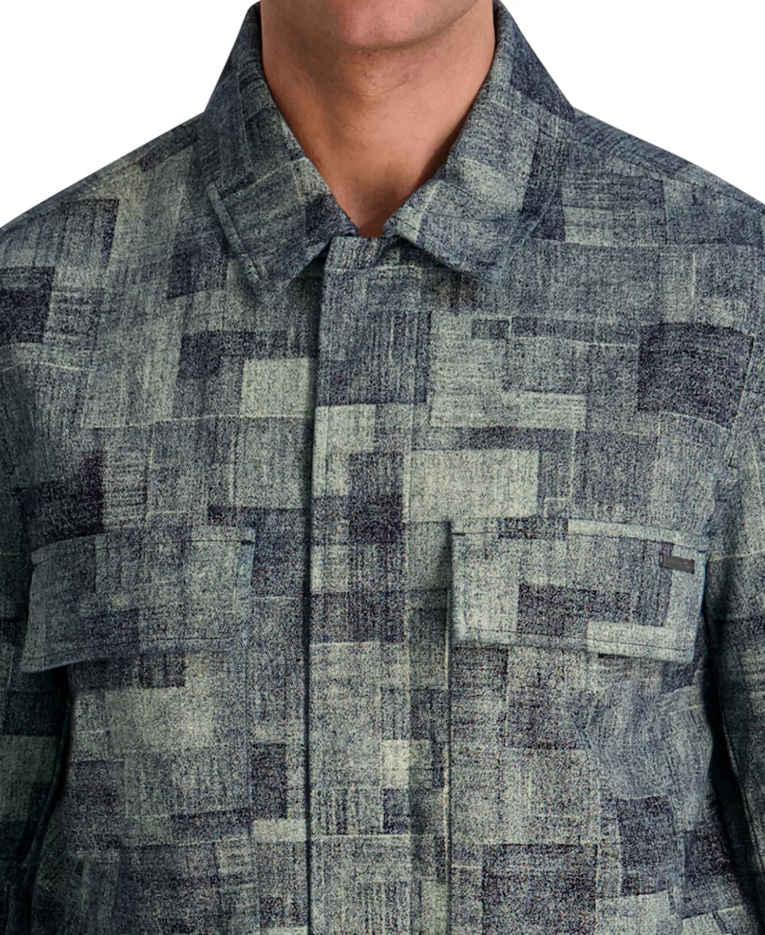 Men's Textured Ponte Shirt Jacket - Slate mosaic - 2XL