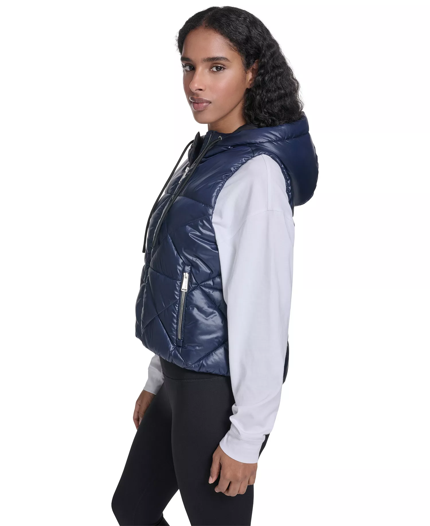 Women's Performance Diamond Quilt Hooded Puffer Vest - Metallic Inkwell - 2XL