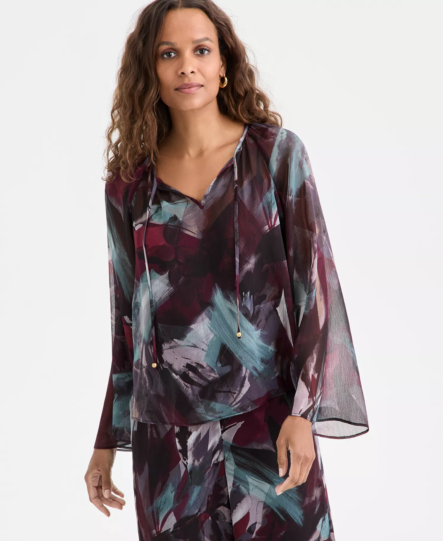 Petite Tie-Front Top, Macy's Exclusive - Remi Blooms - P/M