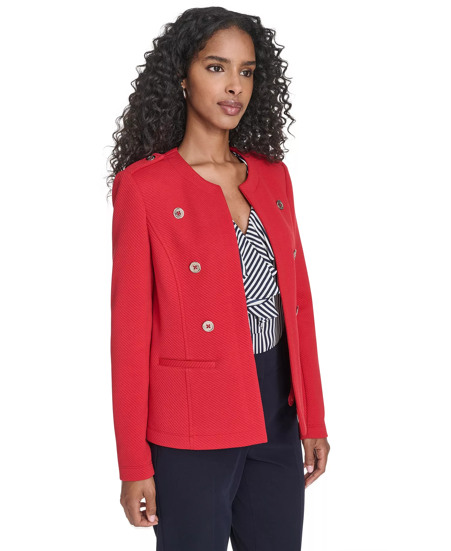 Women's Twill Jacquard Band Jacket - Scarlet - M