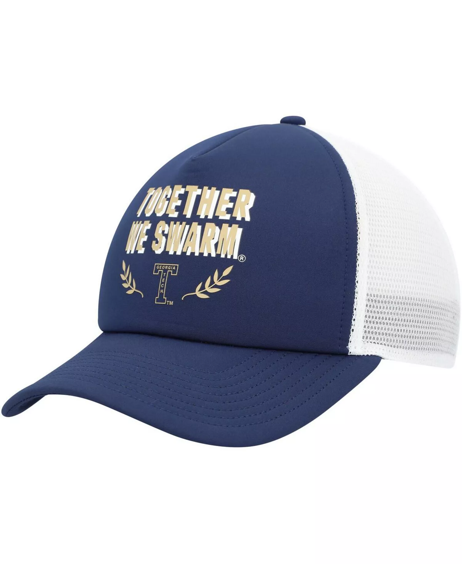 Men's Navy Georgia Tech Yellow Jackets Phrase Foam Front Trucker Adjustable Hat - Navy - OSFM