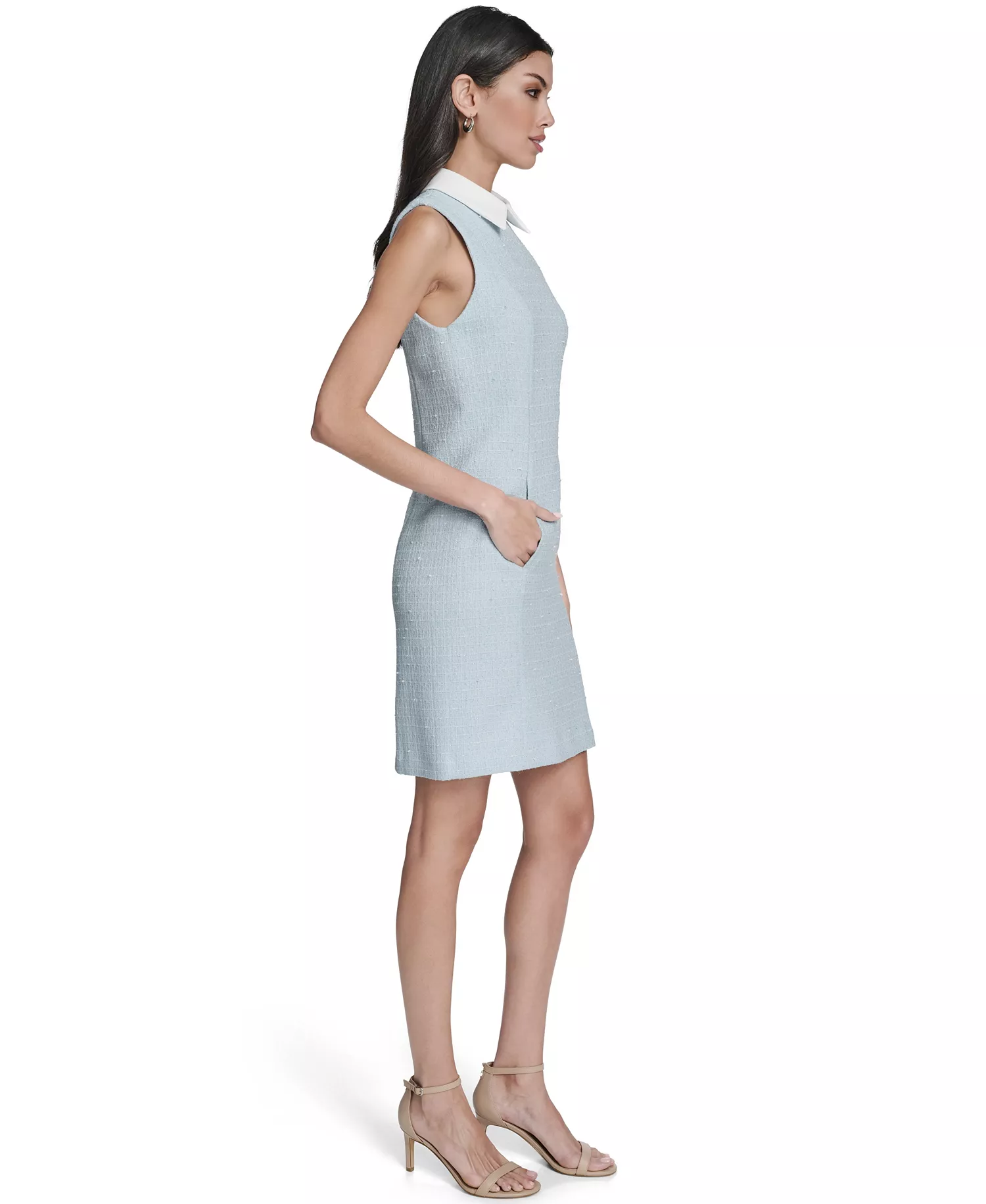 Women's Collared Sleeveless Dress - Cool/Cream - 10