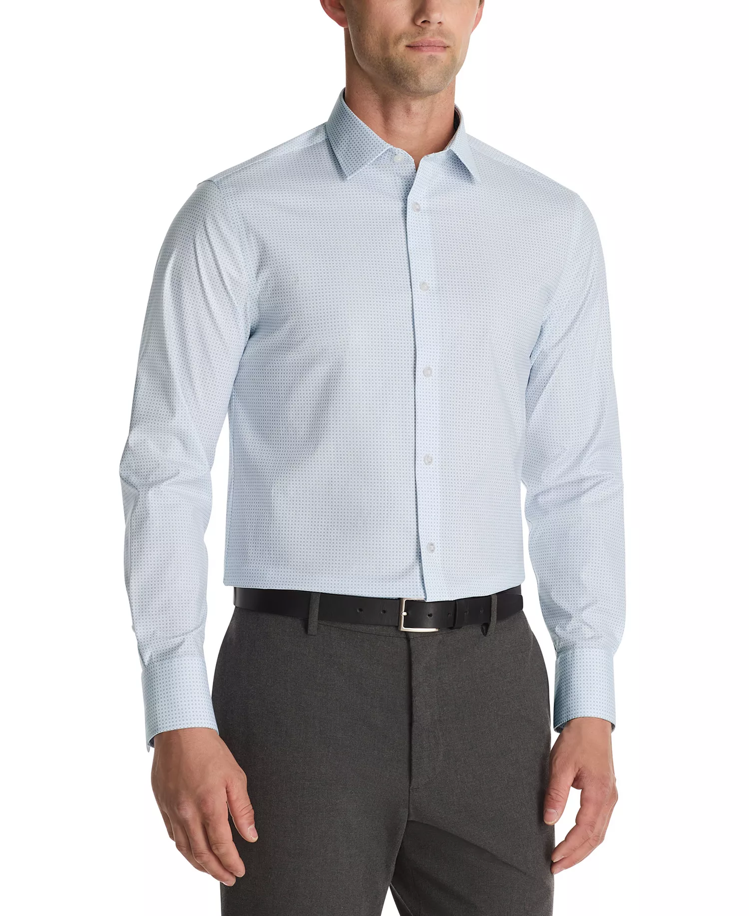 Men's Slim Fit Square Cuff Dress Shirt - Blue Multi - 14.5 32/33