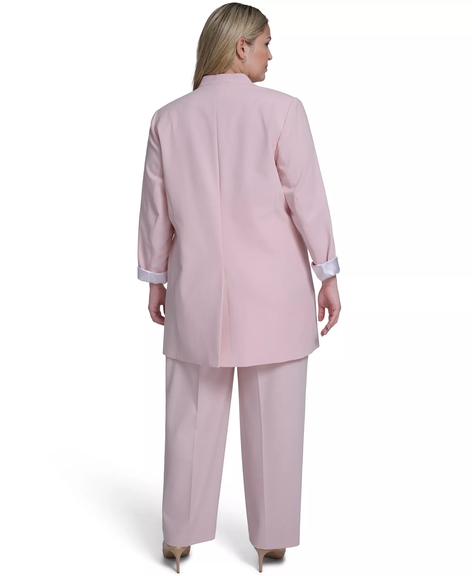 Plus Size Open-Front Notch Collar Jacket - Petal - 14W